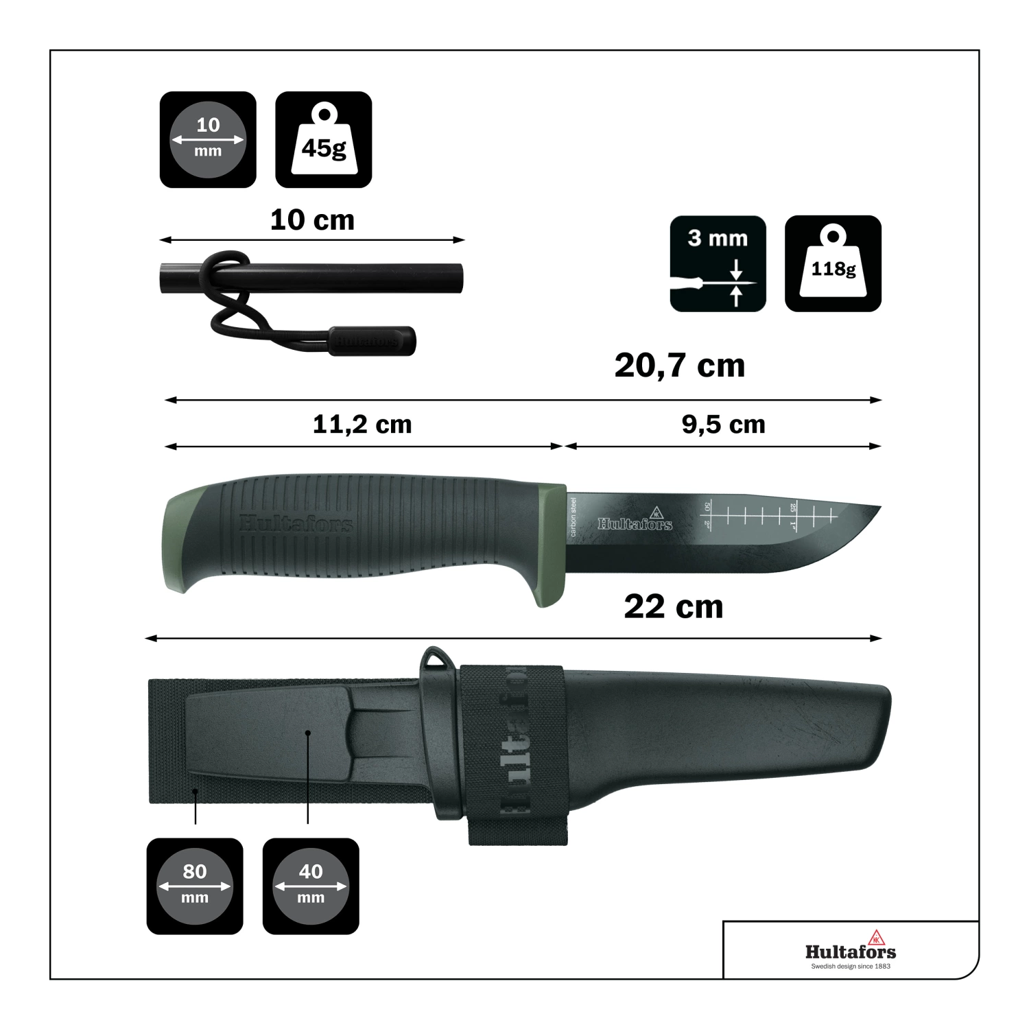 Hultafors OK4 Outdoor mes inclusief draagholster - 209mm-image