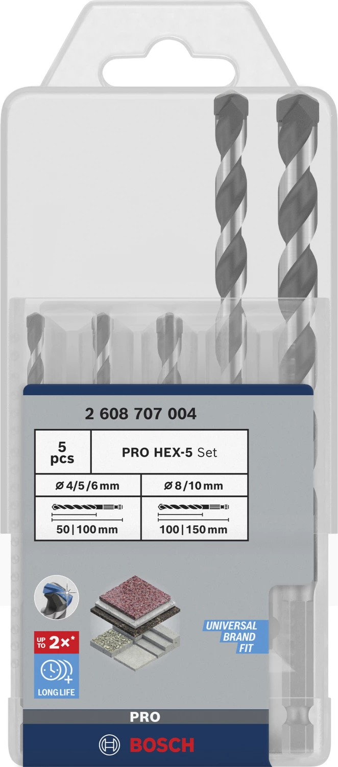 Bosch PRO 2608707004 HEX-5 5-delige Betonboorset 4/5/6/8/10mm-image