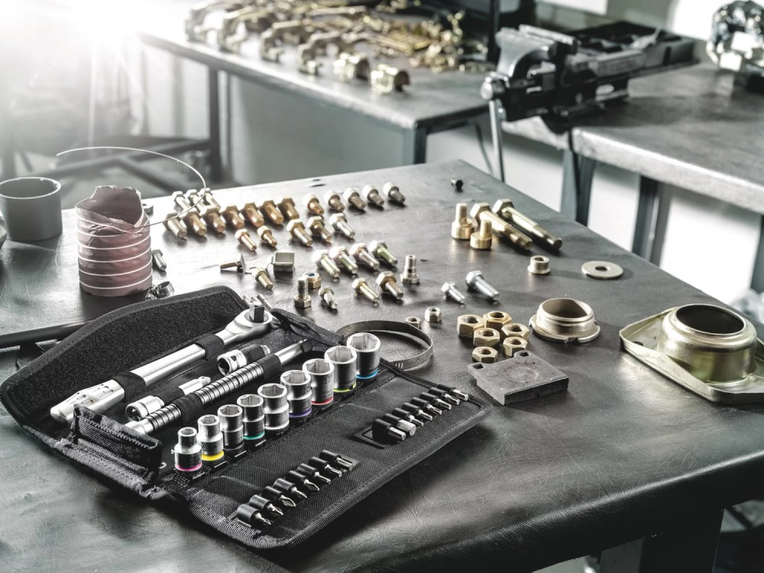 Wera 05004051001 29 pièces 8100 SB 11 Zyklop Metal Jeu de clés à cliquet et douilles avec levier de commutation - 3/8"-image