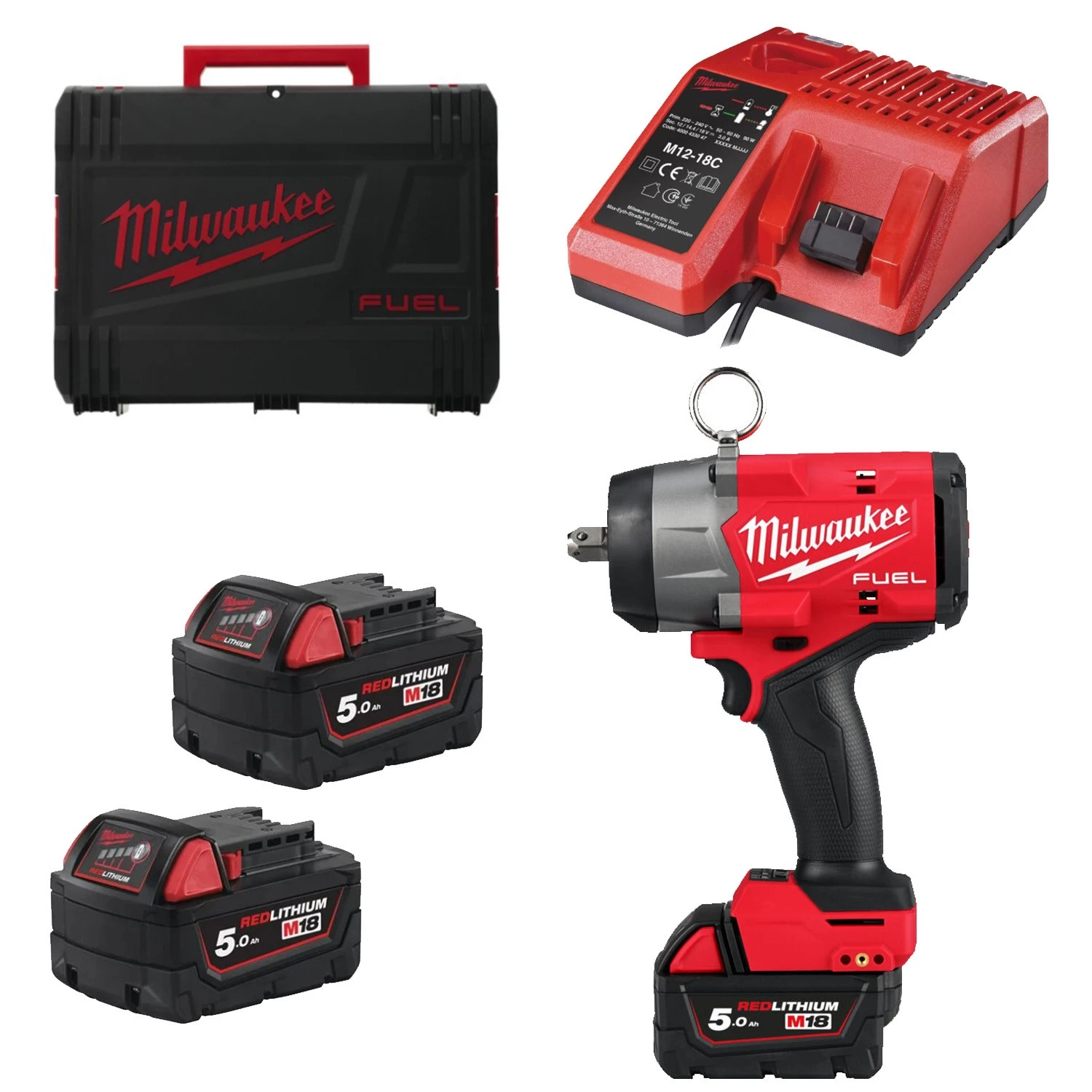 Milwaukee M18 FHIW2P12-502X 18V Li-ion set Clé à chocs (2x batterie 5.0Ah) dans une boîte HD - 1/2'' - 1220Nm-image