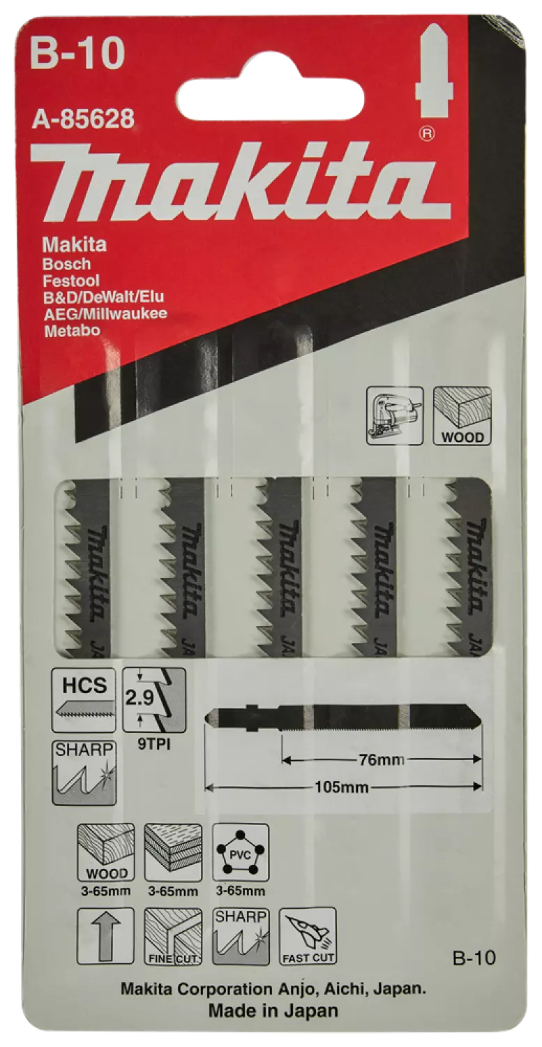 Makita A-85628 HCS Decoupeerzaagblad B10 - zuiver - Hout / Kunststof (5st)-image