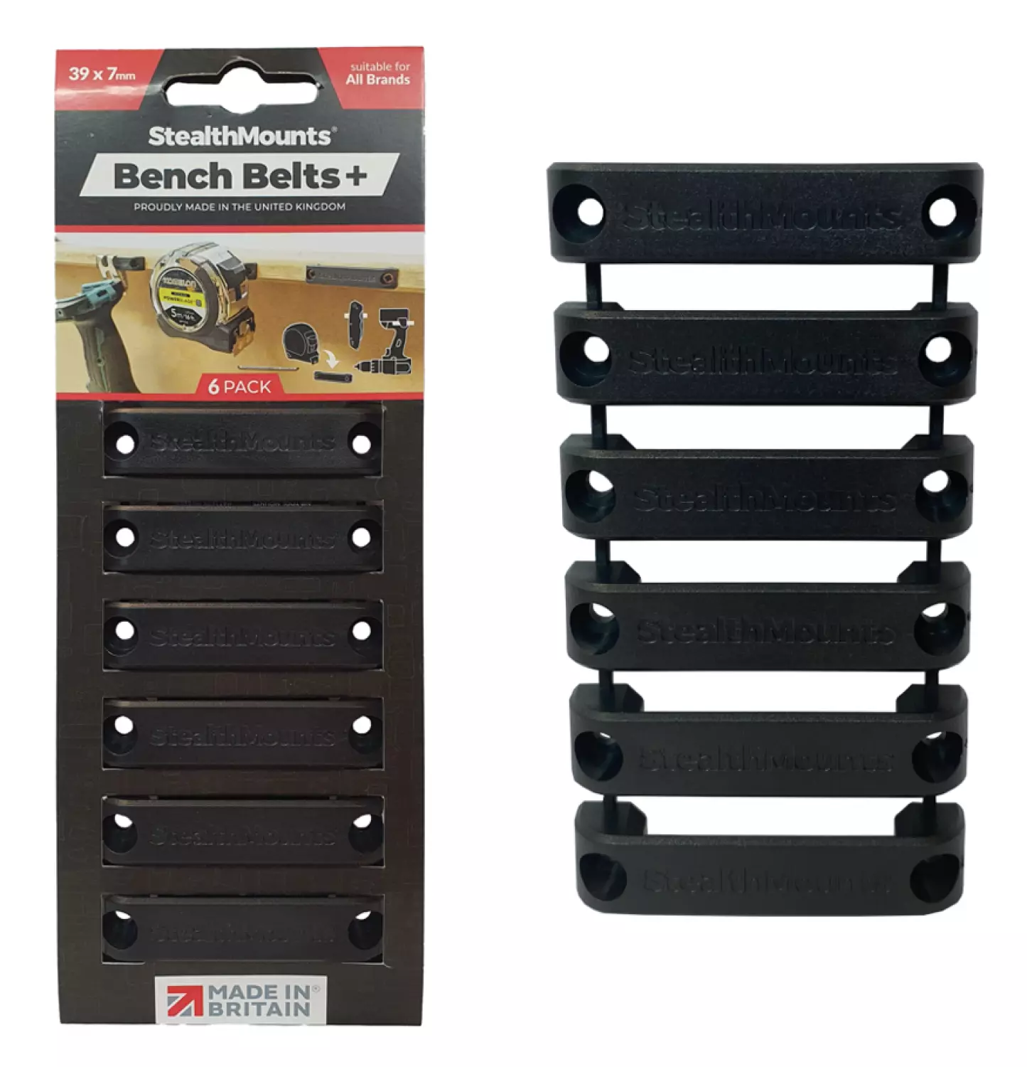 StealthMounts BB-PL-BLK-6 Bankriemen + - Zwart - 6 stuks-image