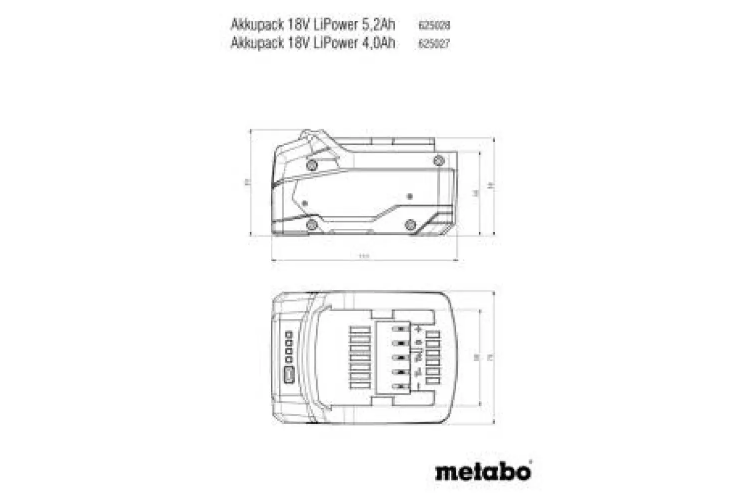 Metabo 18V - Batterie Li-Power  - 5,2Ah-image