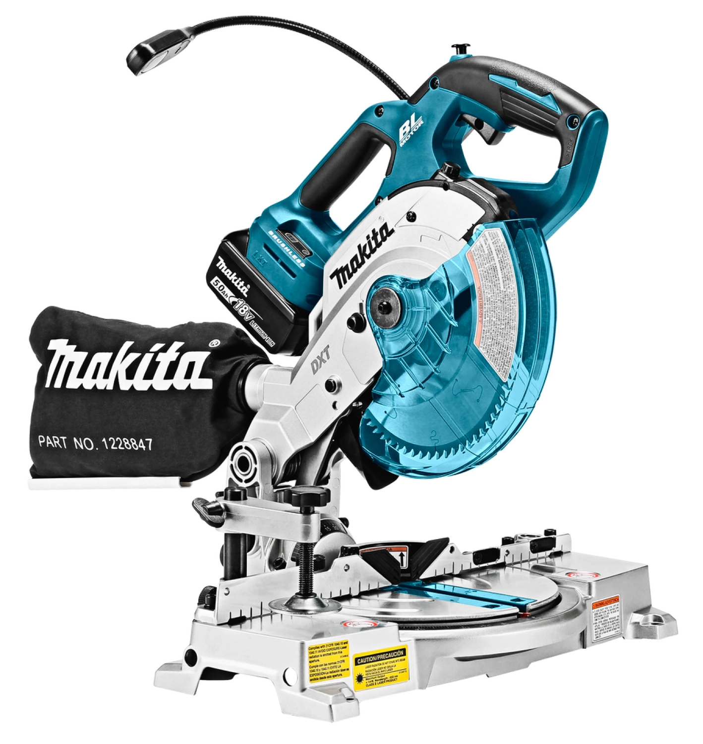 Makita DLS600RTE Scie à onglet radiale sans-fil - 18V Li-ion - 2 batteries 5,0 Ah - 165 x 20 mm - brushless-image