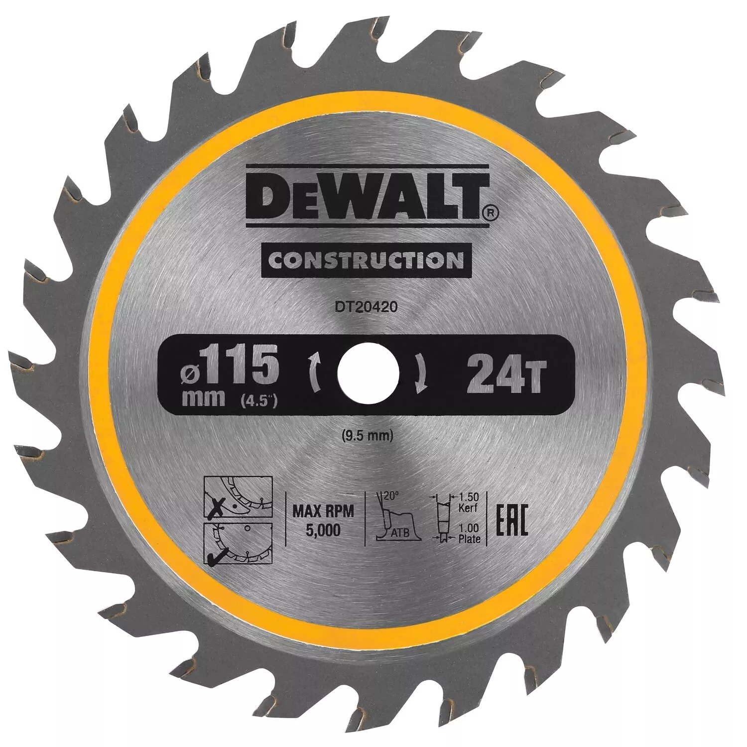 Dewalt DT20420 Cirkelzaagblad CZB 115x10x24t - 1,65 mm voor DCS571-image