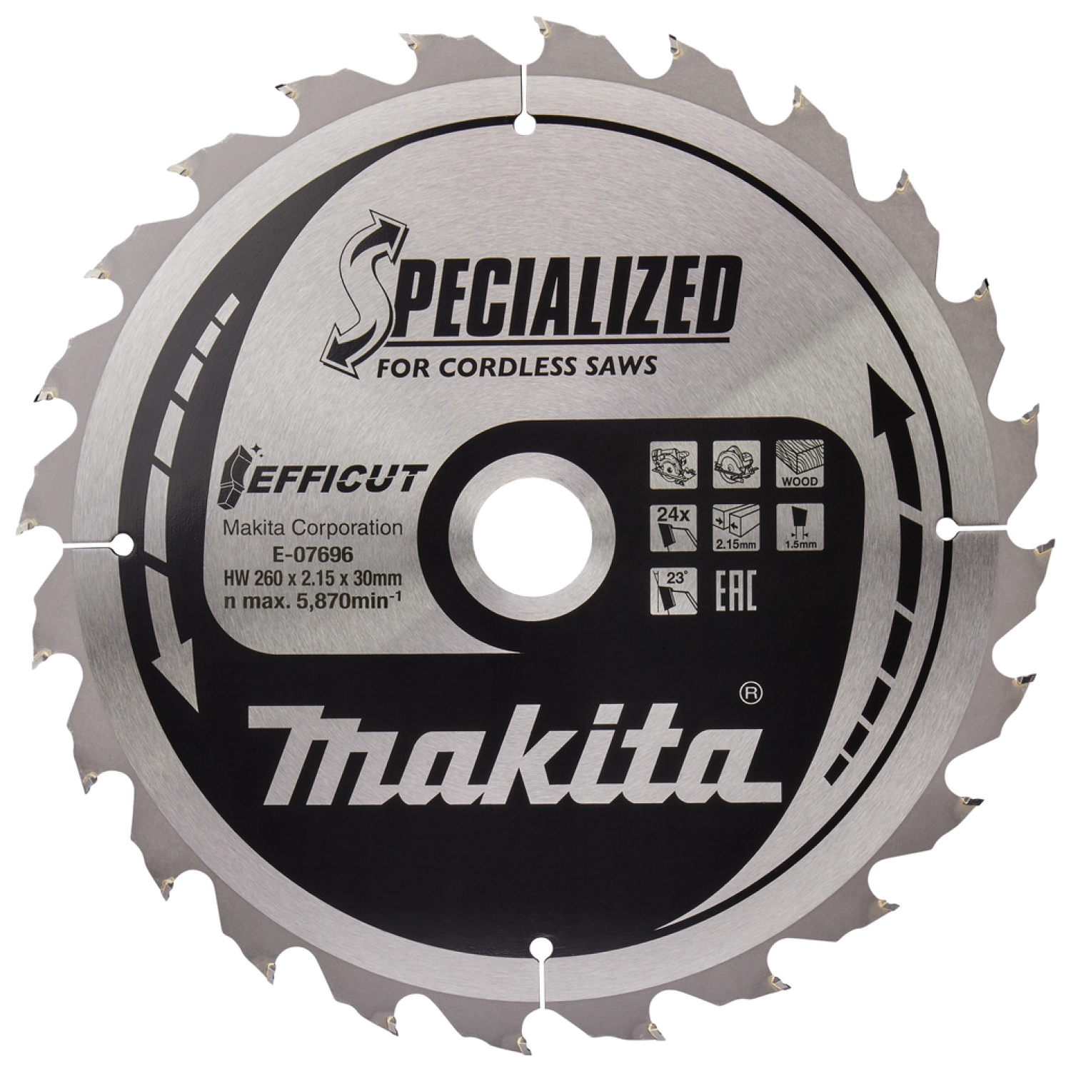 Makita E-07696 Efficut Cirkelzaagblad Hout - 260x30x2,15mm 24T-image