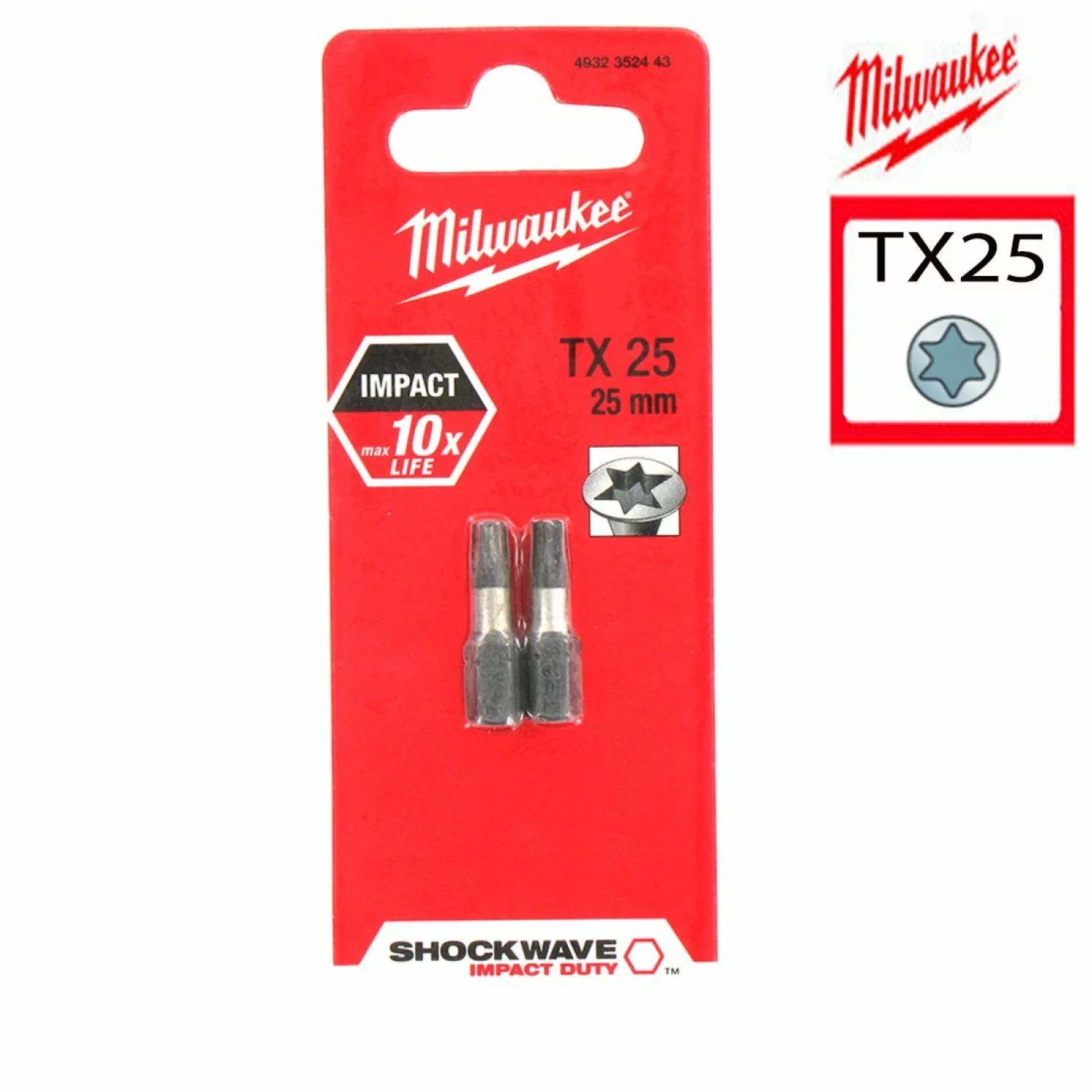 Milwaukee 4932352443 / 4932430879 Shockwave impact duty schroefbit TX 25 - 25mm (2st)-image