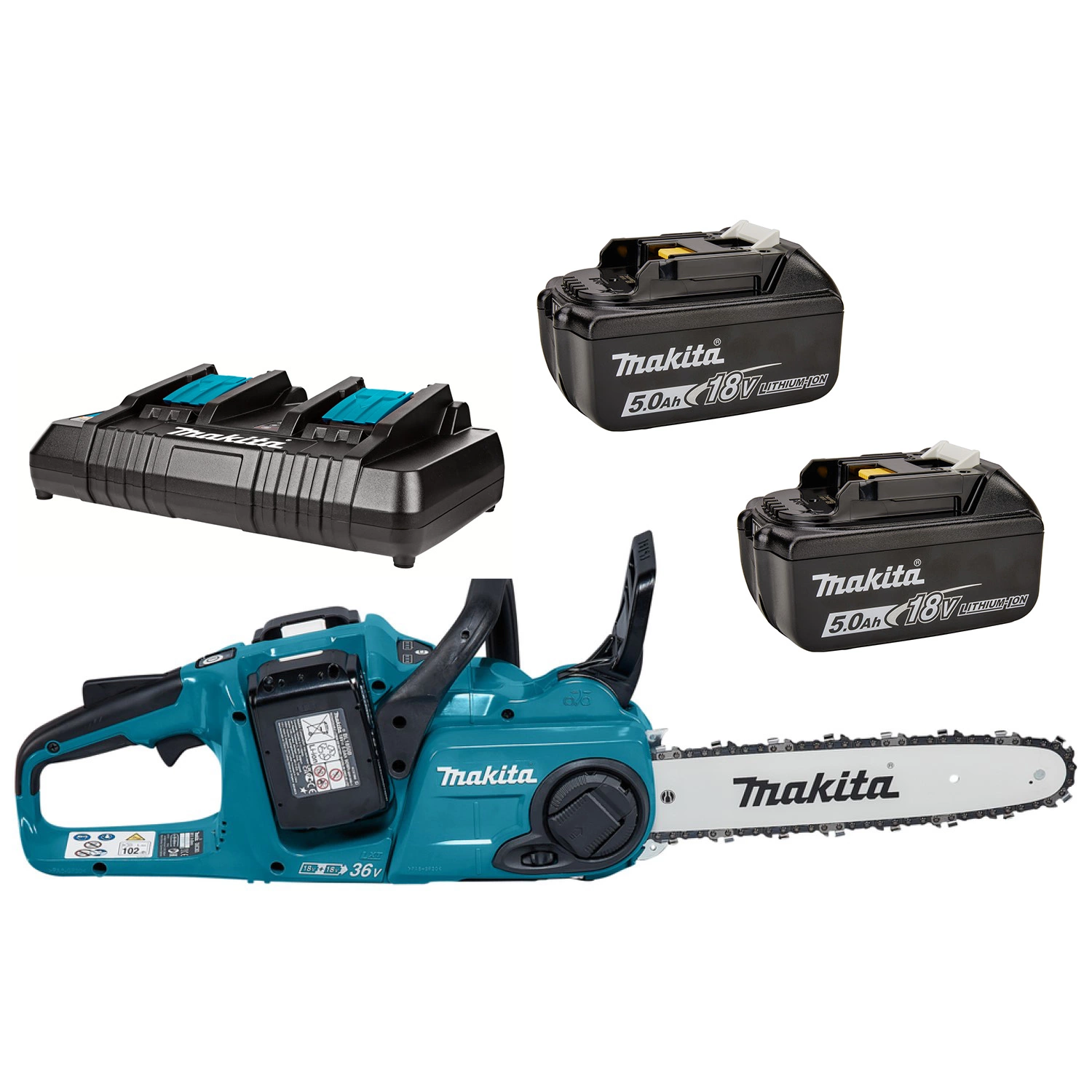 Makita DUC303PT2 2x18V Li-Ion accu kettingzaag set (2x 5,0Ah) - 30cm - koolborstelloos-image