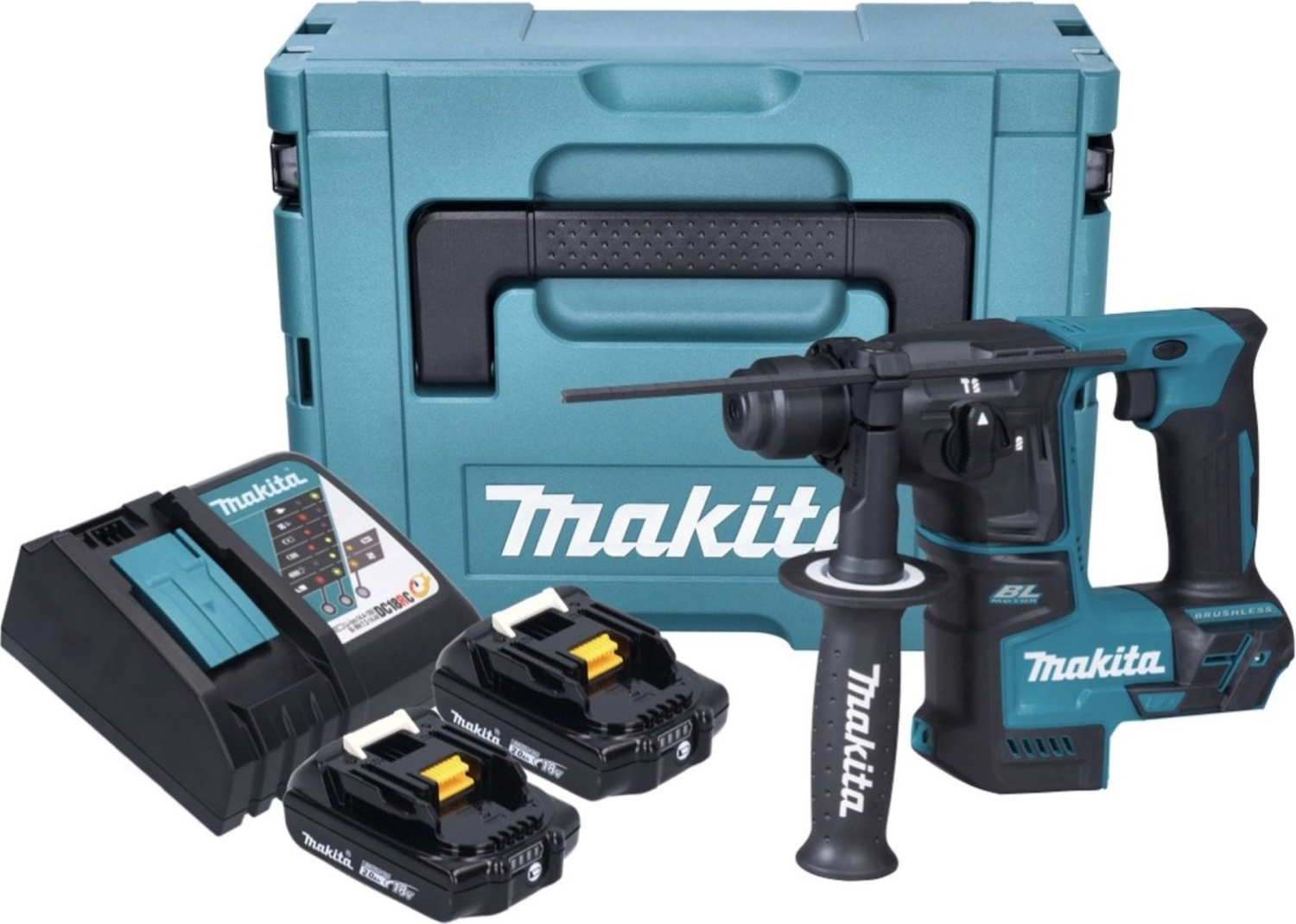 Makita DHR171RAJ 18V Li-Ion accu SDS-plus boorhamer set (2x 2.0Ah accu) in Mbox - 1,2J - koolborstelloos-image