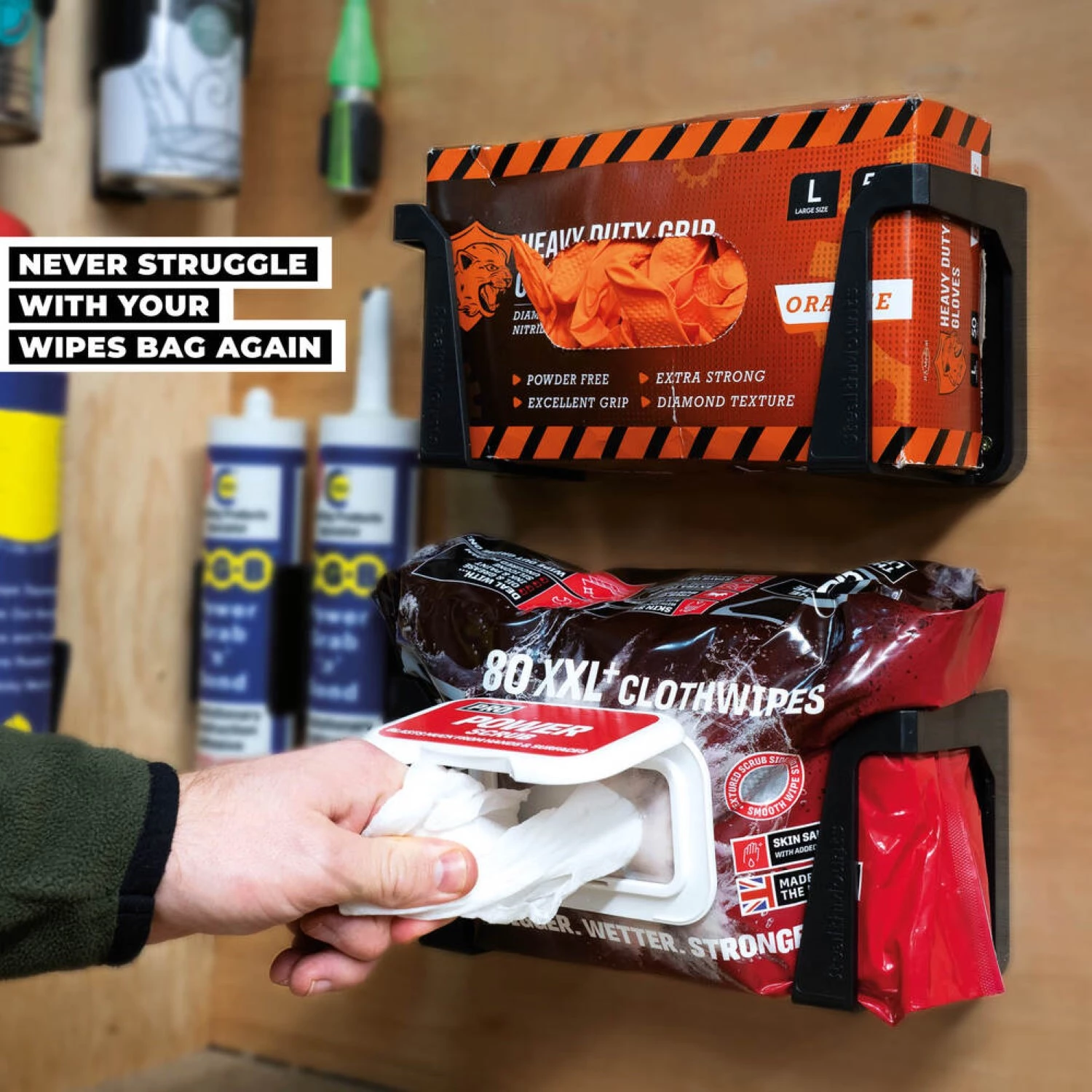 StealthMounts OM-WH-BLK-2 Support pour essuie-tout / boîte à gants / trousse de premiers secours - Noir - 2 pièces-image