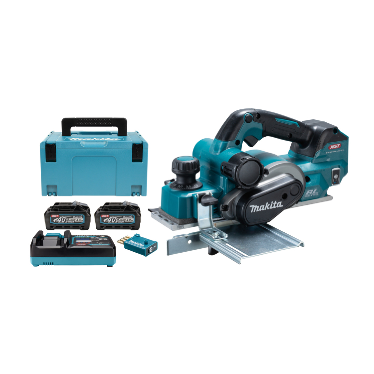 Makita KP001GM202 - Rabot sans-fil - 40V Max Li-ion - 2 batteries 4,0 Ah - AWS - Mbox - 82 mm-image