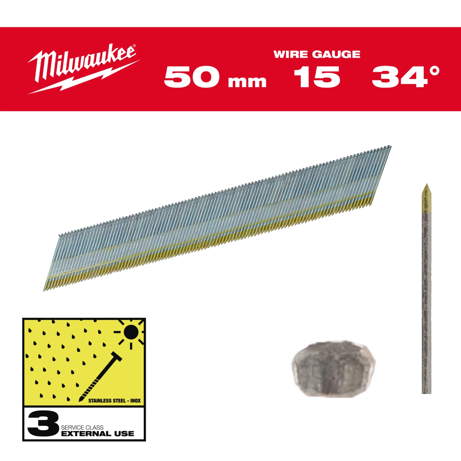 Milwaukee 4932492580 Nagels Inox 15G/34/50mm/SC3-2,5kpc-image