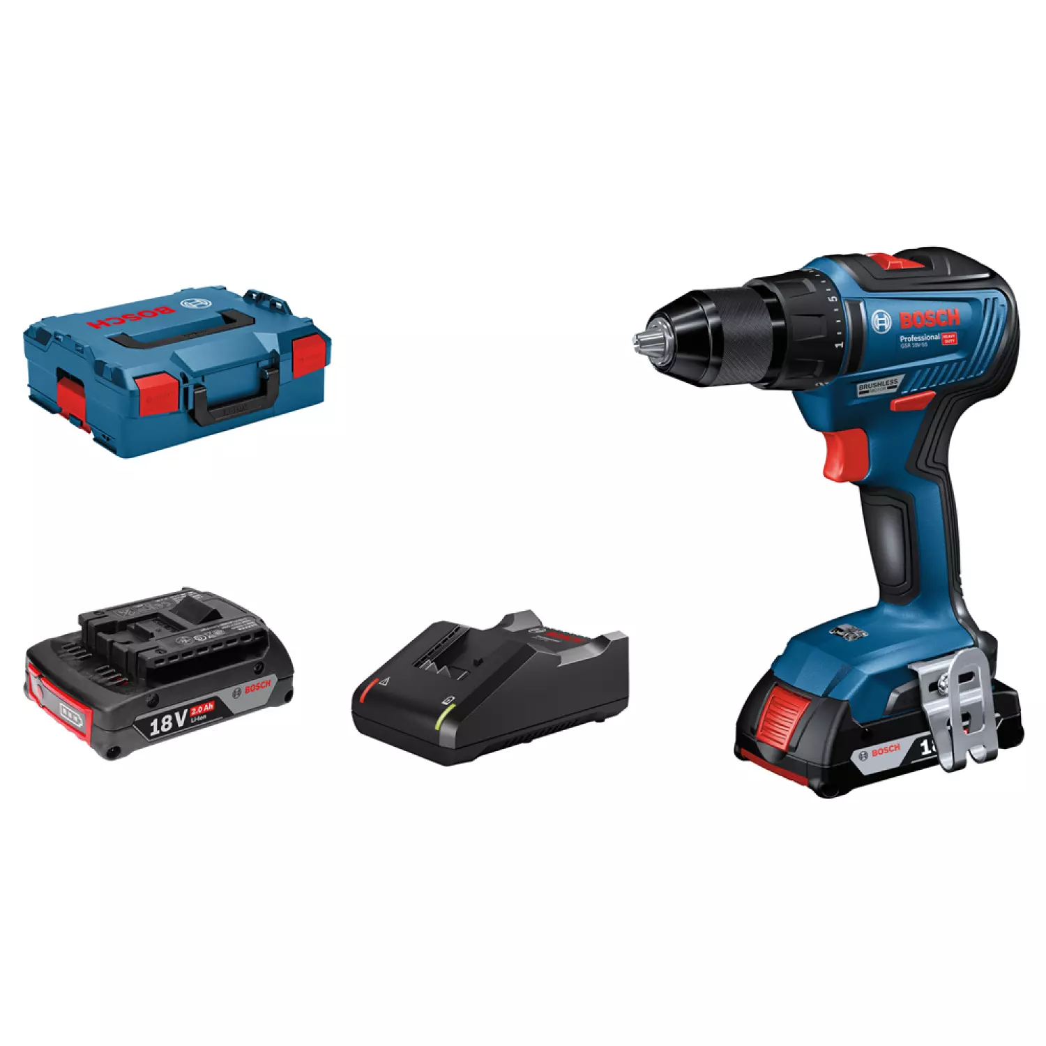 Bosch GSR 18V-55 18V LI-ion Battery Vis Drill Set (2x2.0h) dans L-Boxx-image