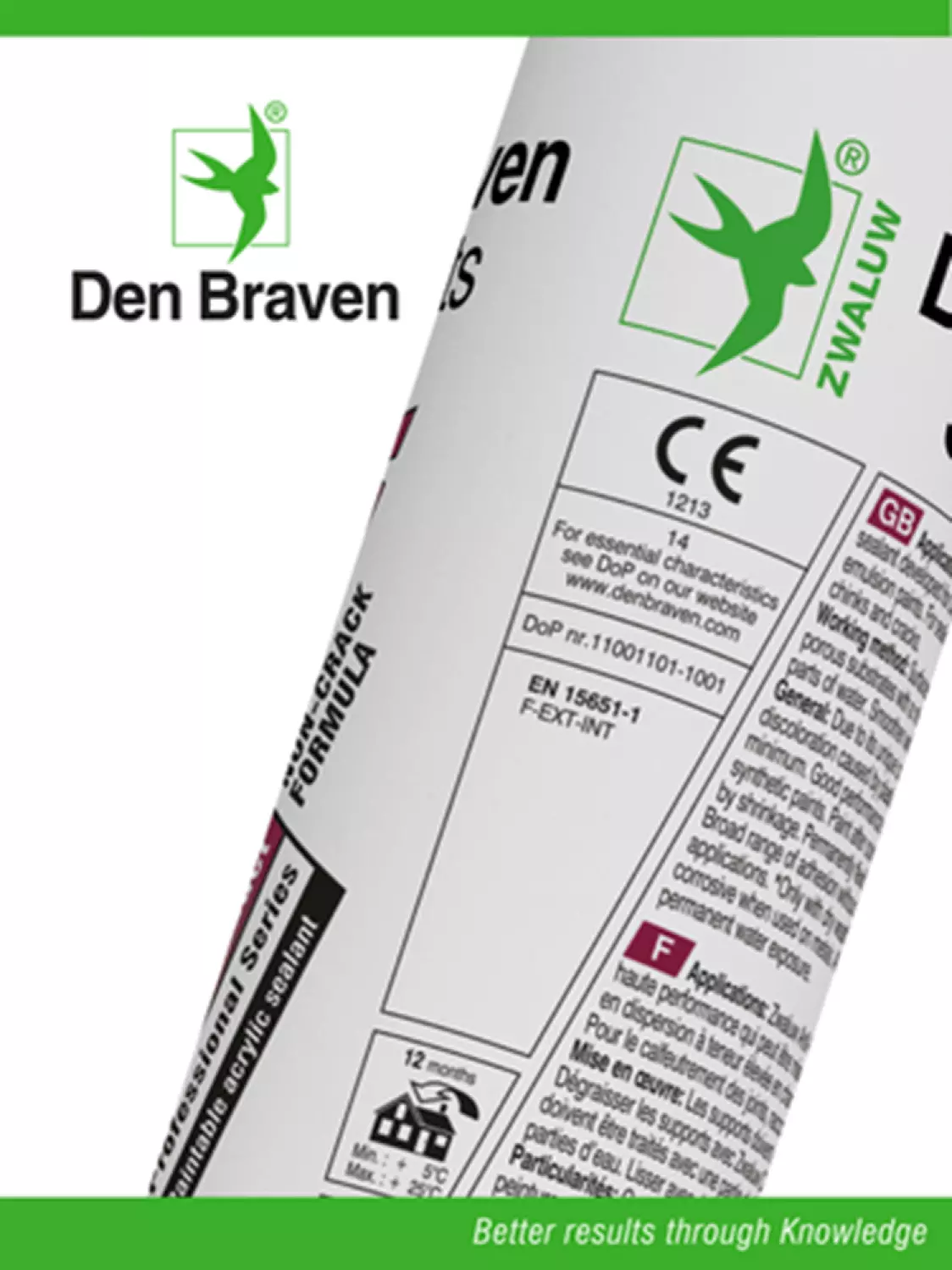 Zwaluw Den Braven 11615201 - Mastic acrylique - Blanc - 310ml-image