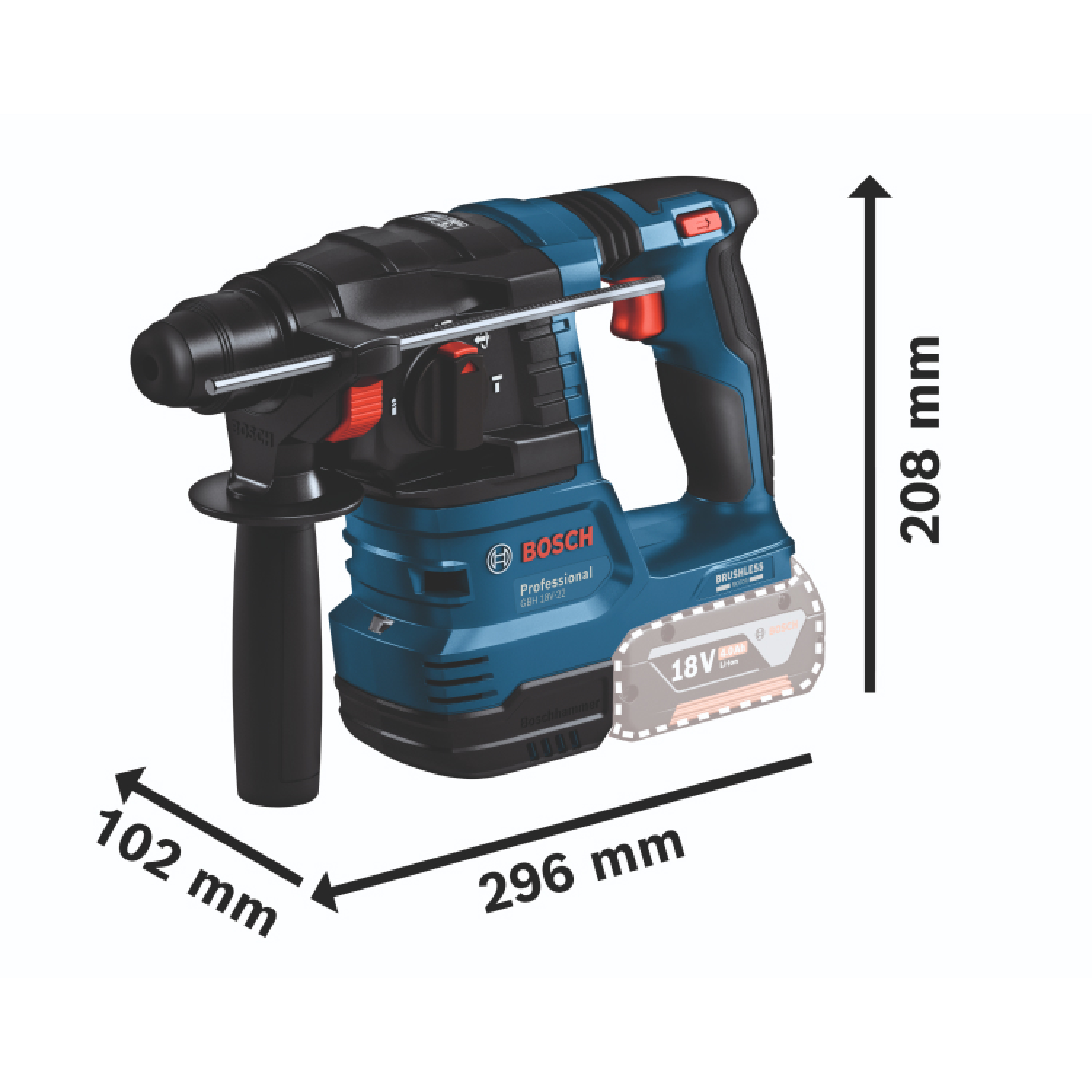 Bosch GBH 18V-22 Marteau combiné 18 V sans fil Boîte Solo-image