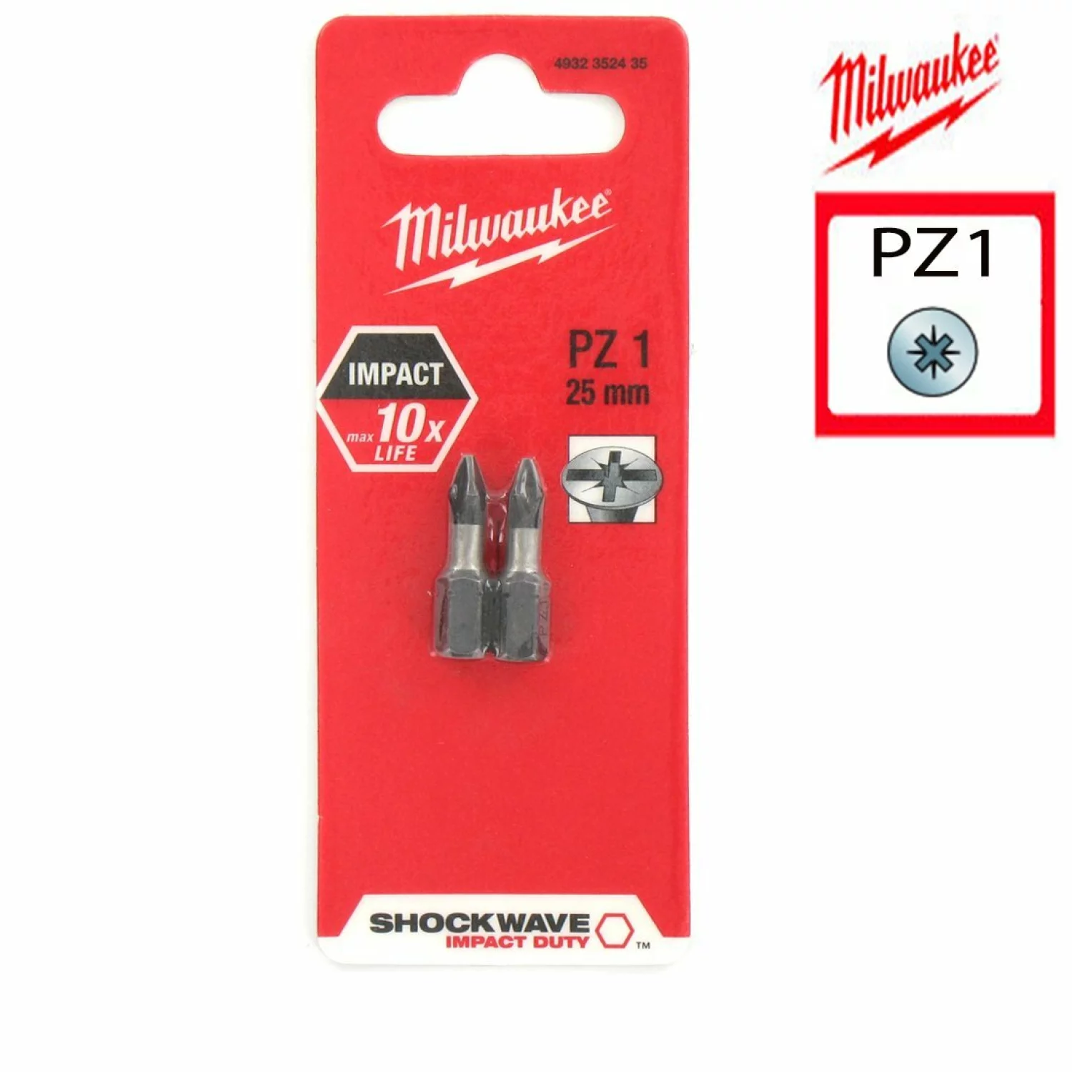 Milwaukee 4932352435 / 4932430860 Shockwave impact duty schroefbit PZ 1 - 25mm (2st)-image