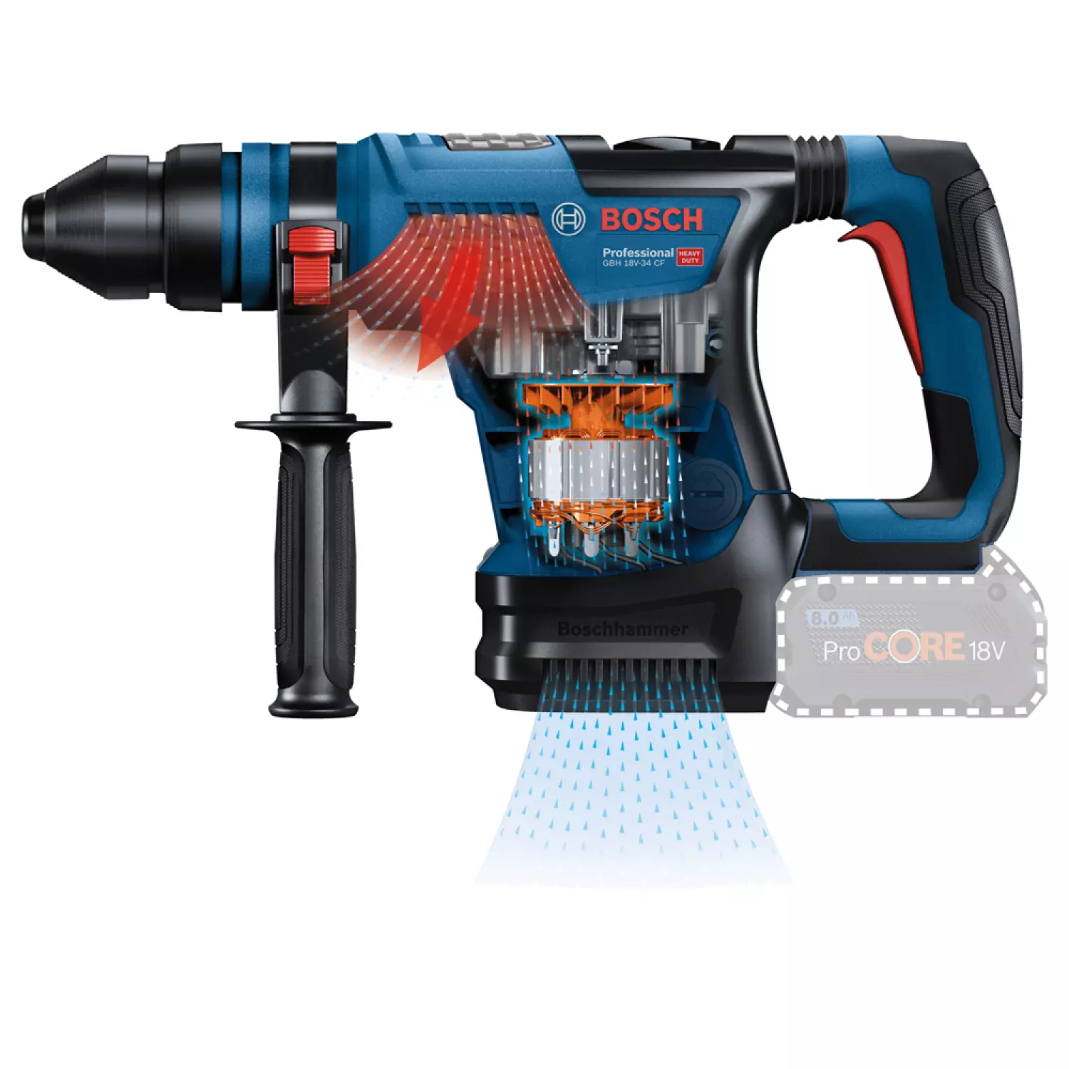 Bosch GBH 18V-34 CF 18V Li-ion accu BiTurbo SDS-Plus boorhamer body in koffer - 5,8J - koolborstelloos-image