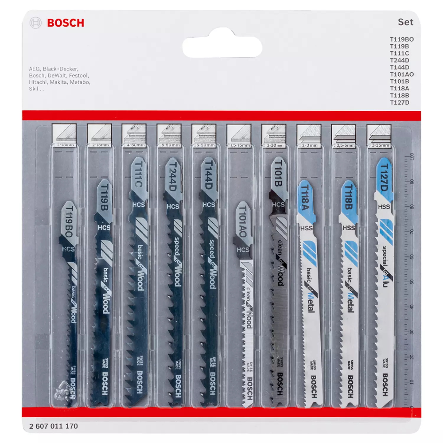 Bosch 2607011170 - Set 10 pièces lame de scie sauteuse Wood and Metal-image