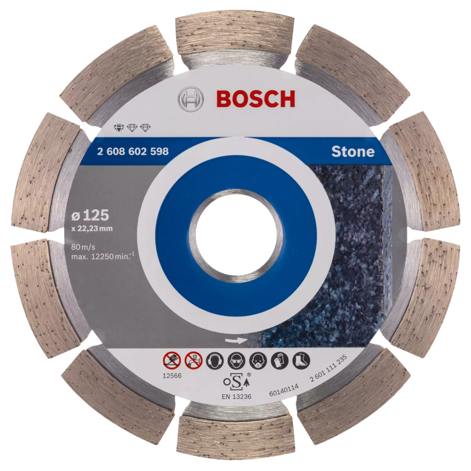 Bosch 2608602598 - Disque à tronçonner diamanté Standard for Stone 125 x 22,23 x 1,6 x 10 mm-image