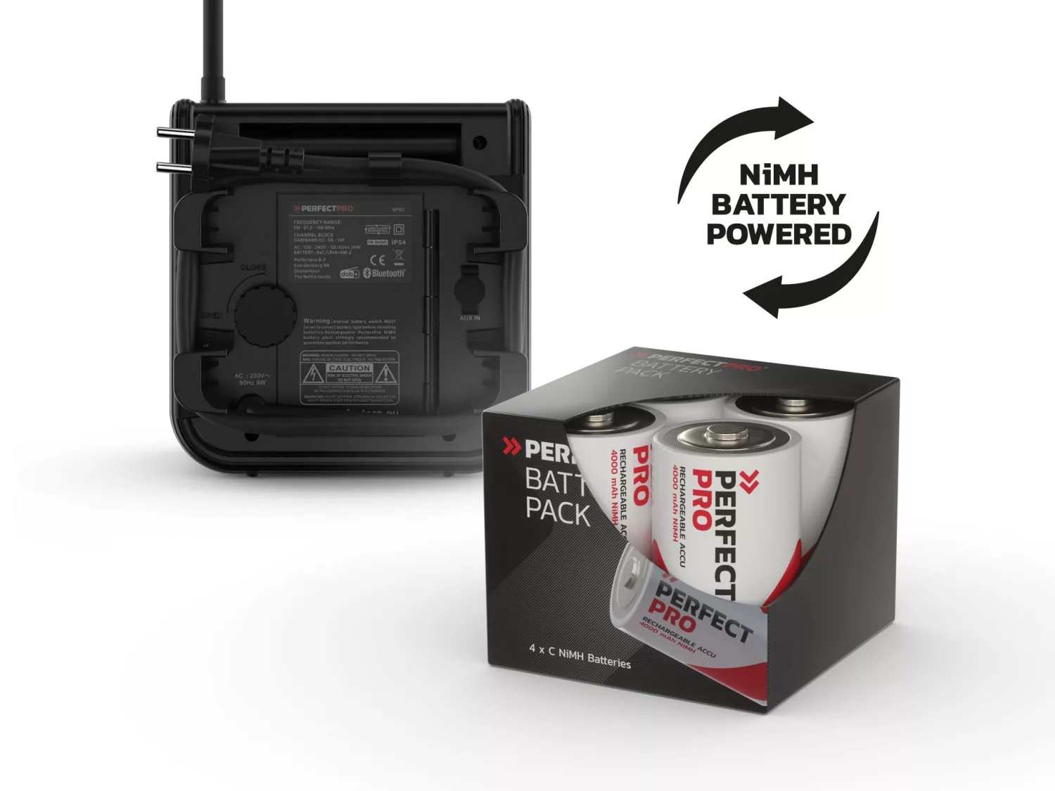 PerfectPro DABPRO2 Bouwradio - FM RDS / DAB+ - AUX-in - bluetooth - werkt op netstroom en batterij-image