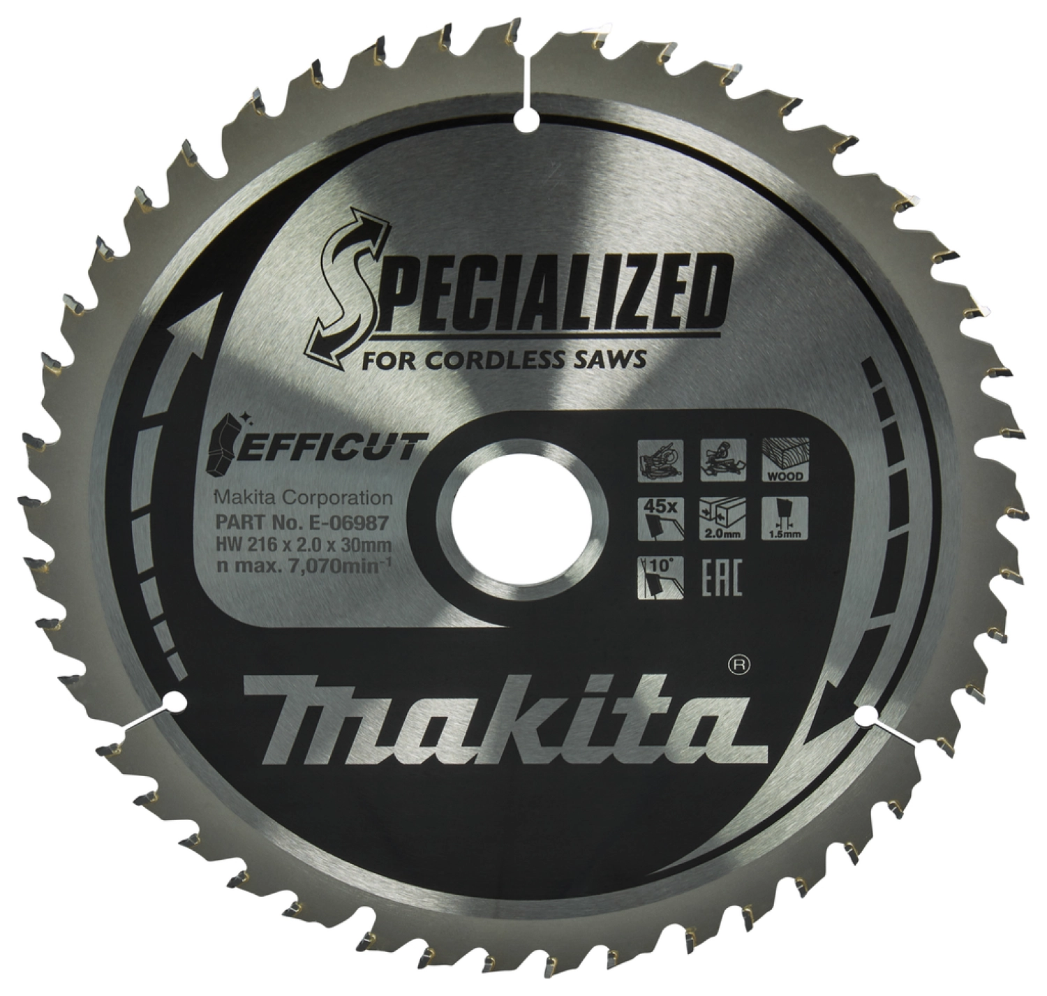 Makita E-06987 Efficut Cirkelzaagblad Hout - 216x30x2,0mm 45T-image