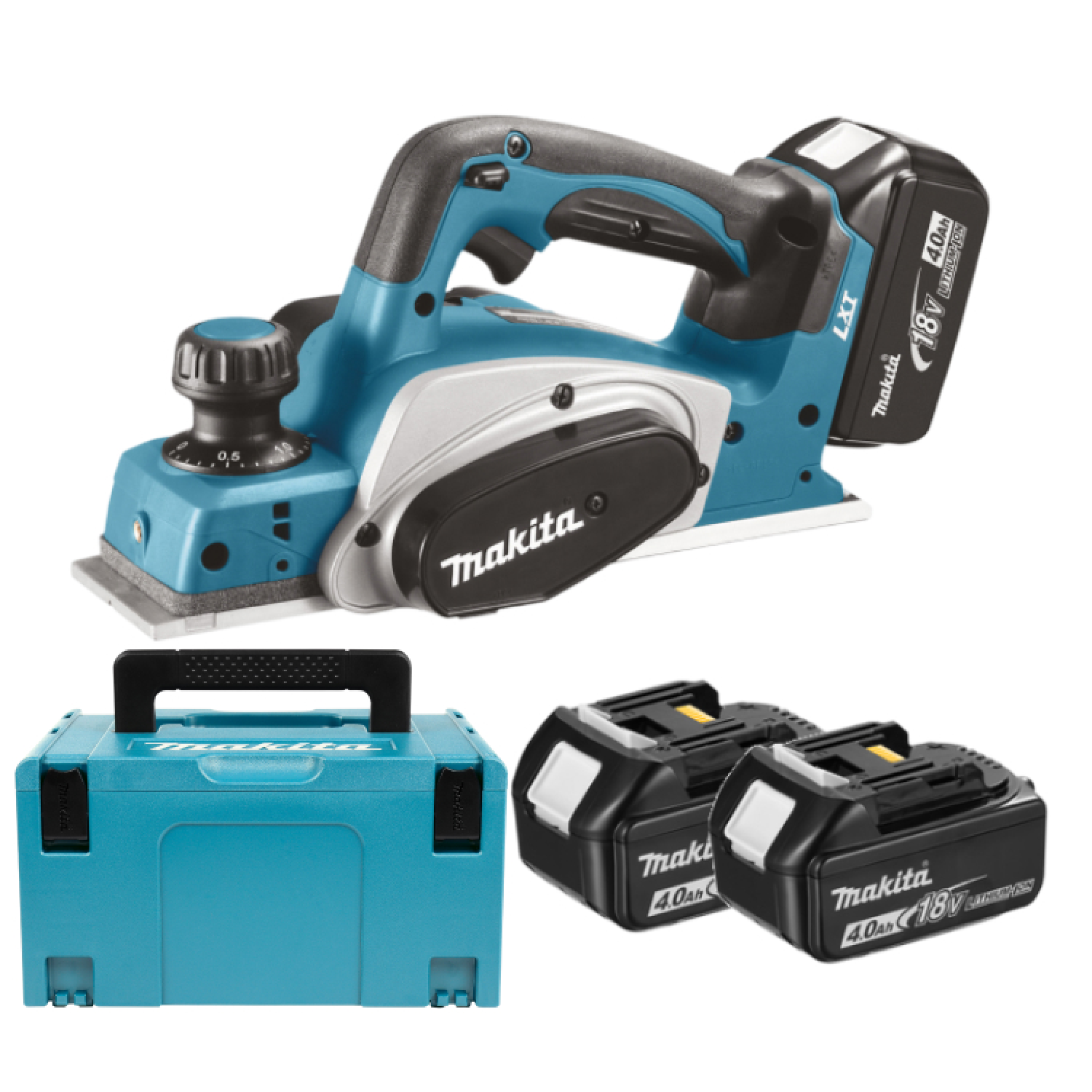 Makita DKP180RMJ 18V Li-Ion Accu schaafmachine set (2x 4.0Ah accu) in Mbox - 82mm - 2mm-image