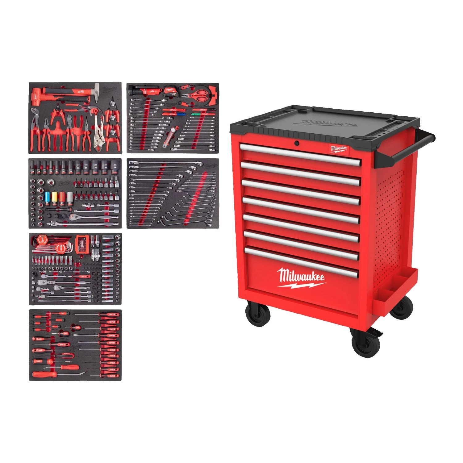 Milwaukee 4932500746 TOOLGUARD Stalen Gereedschapswagen gevuld - 337-delig - 7 laden - 27" / 69 cm-image