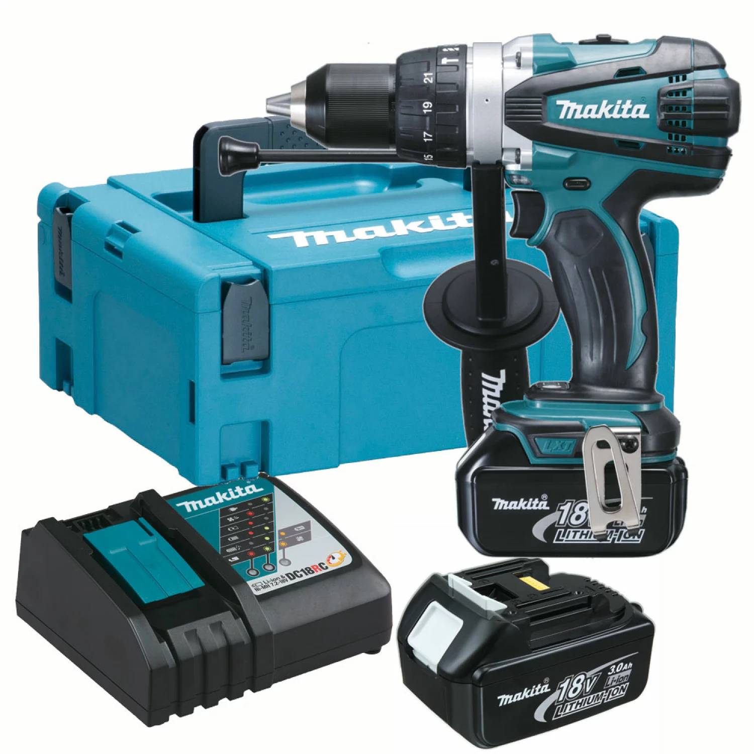 Makita DHP458RFJ 18V Li-Ion accu klopboor- /schroefmachine set (2x 3.0Ah accu) in Mbox-image