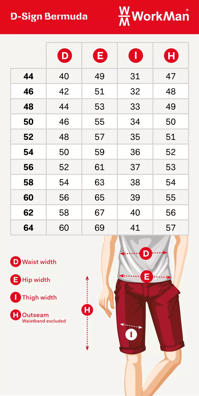 Workman 2003 D-Sign Bermuda Pantalon de travail - Blanc - Taille 54 (38/34)-image