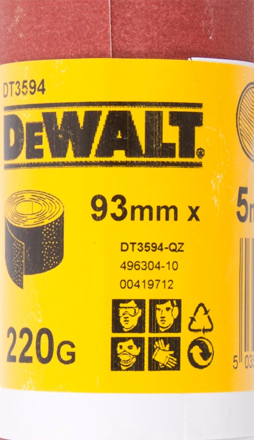 DeWALT DT3594 Papier abrasif - K220 - rouleau de 5 mètres - 93 mm-image
