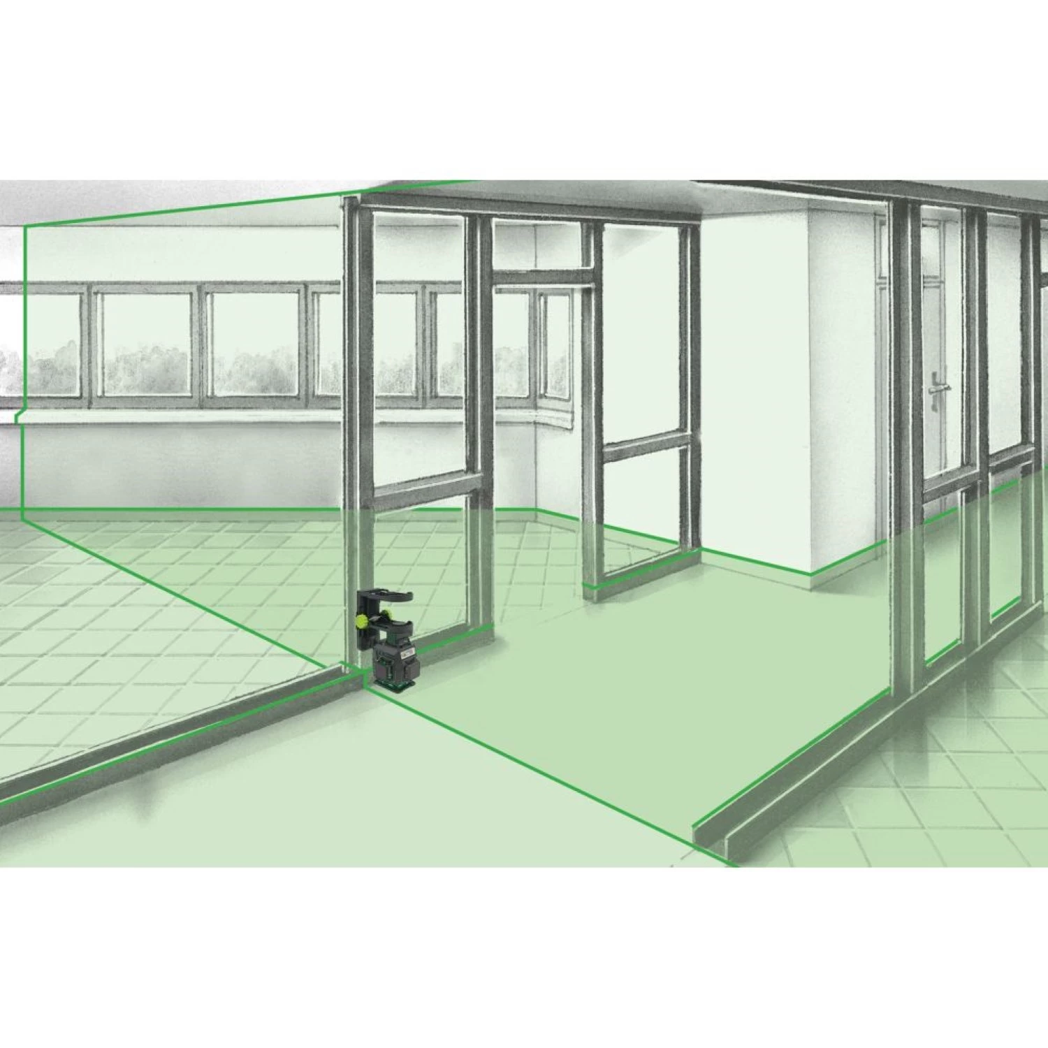 Laserliner PocketPlane-Laser 4G Kruislijnlaser in koffer - 4 lijnen - groen - 30m + SpiderStand statief-image