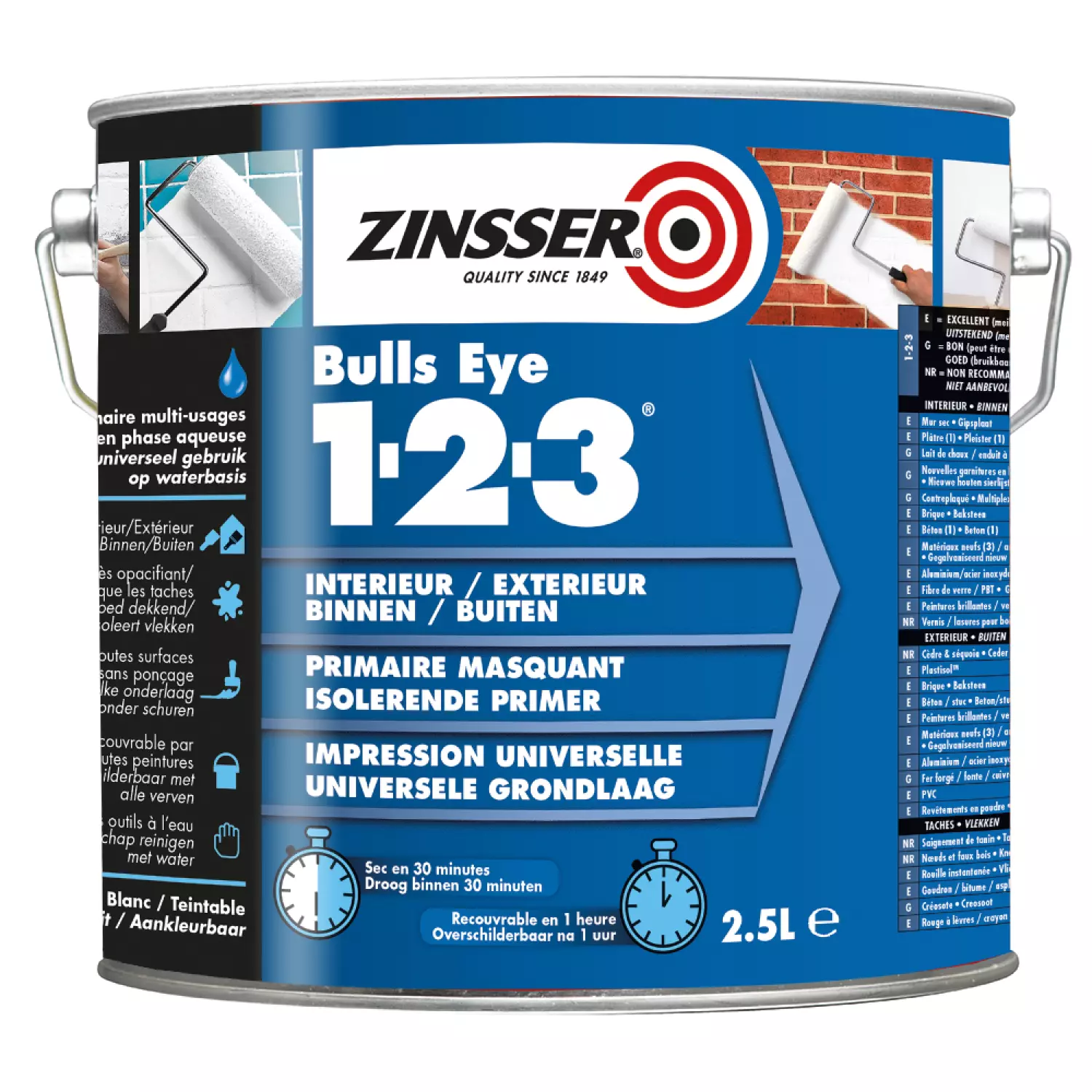 Zinsser Bulls eye 1-2-3 - Primer - op kleur gemengd - 2,5L-image