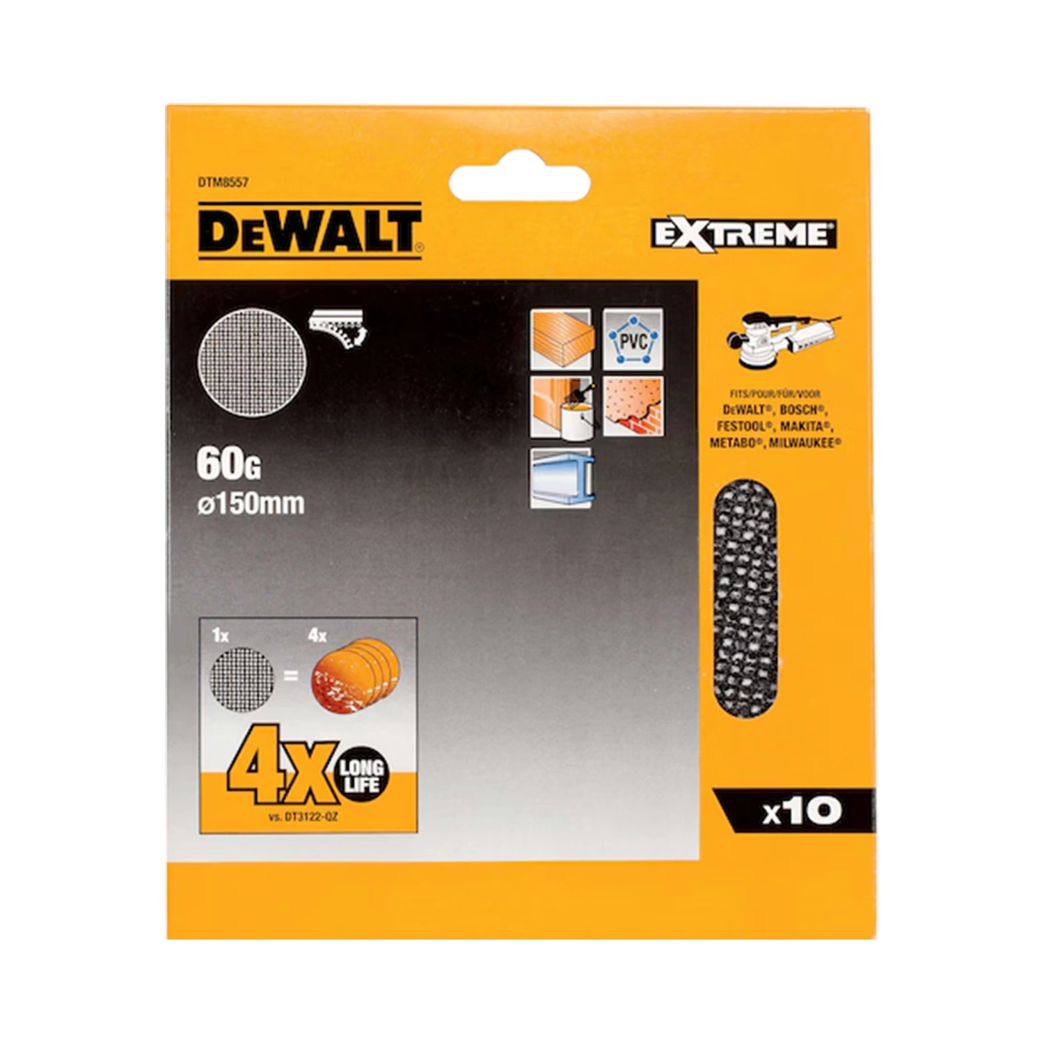 DeWALT DTM8557 Mesh schuurgaas - K60 - 150mm - 10st
