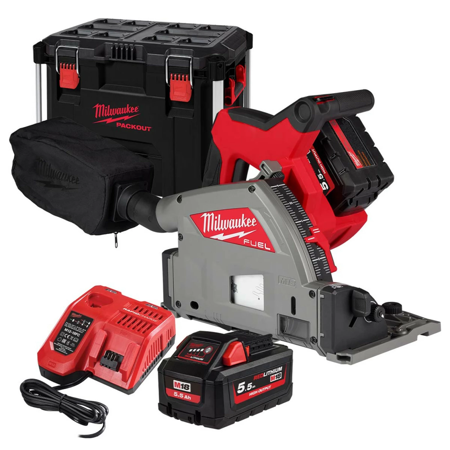 Milwaukee M18 FPS55-552P 18V Li-Ion accu invalzaag set (2x 5,5Ah) in Packout - 20mm-image