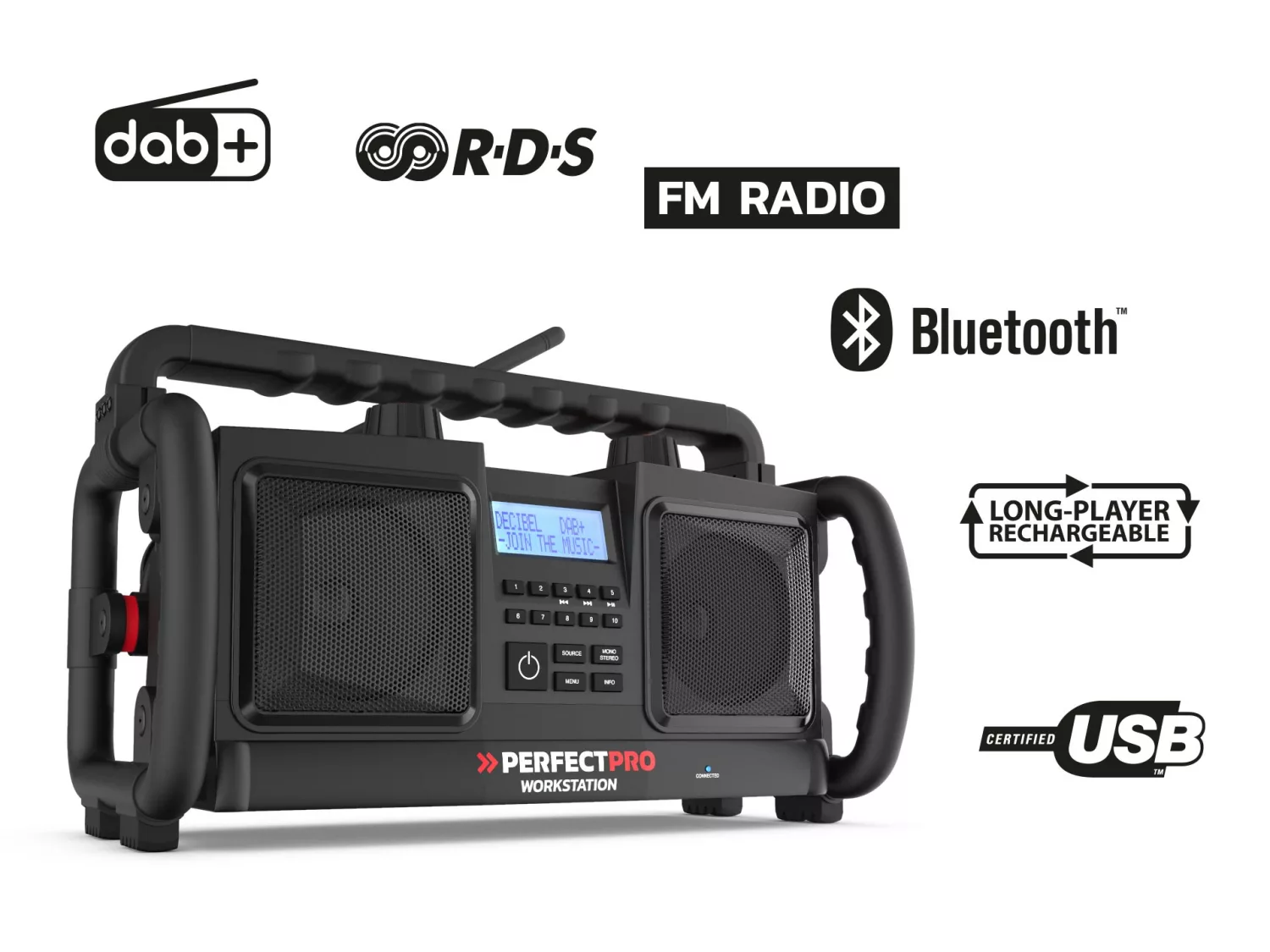 PerfectPro WS3 Workstation 3 Bouwradio - FM RDS - DAB+ - bluetooth - aux-in - werkt op netstroom & batterij-image