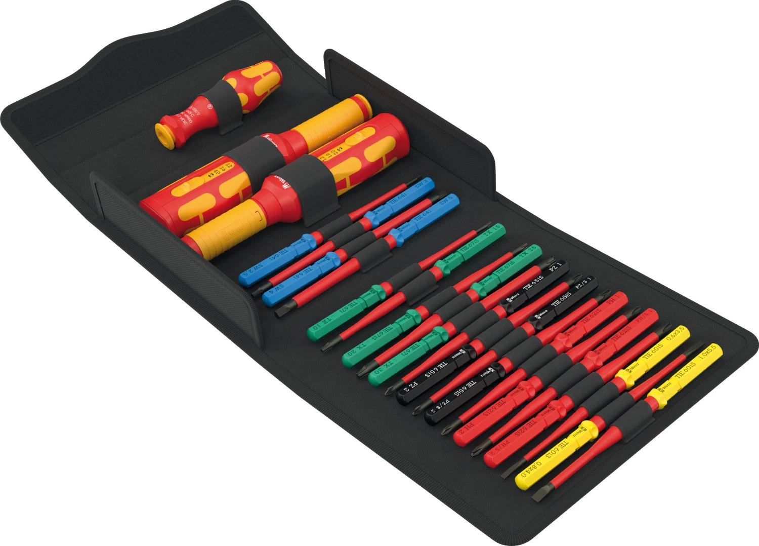 Wera 05006633001 23 pièces Kraftform Kompakt VDE Safe-Torque Speed coffret pour armoires électriques 1 jeu de lames interchangeables dans un étui-image