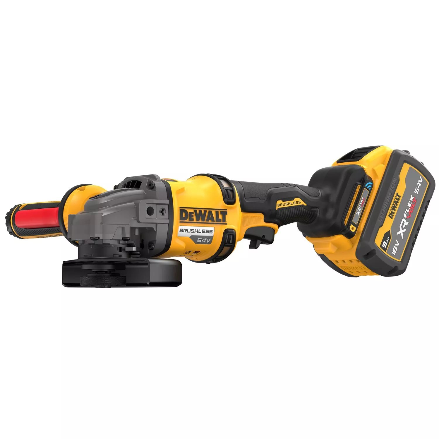 DeWALT DCG418SHDX2 Kit meuleuse d'angle sans fil Li-ion XR FlexVolt 54 V (2 batteries 9,0 Ah) dans TSTAK - 125 mm - Interrupteur de sécurité dans la poignée latérale-image