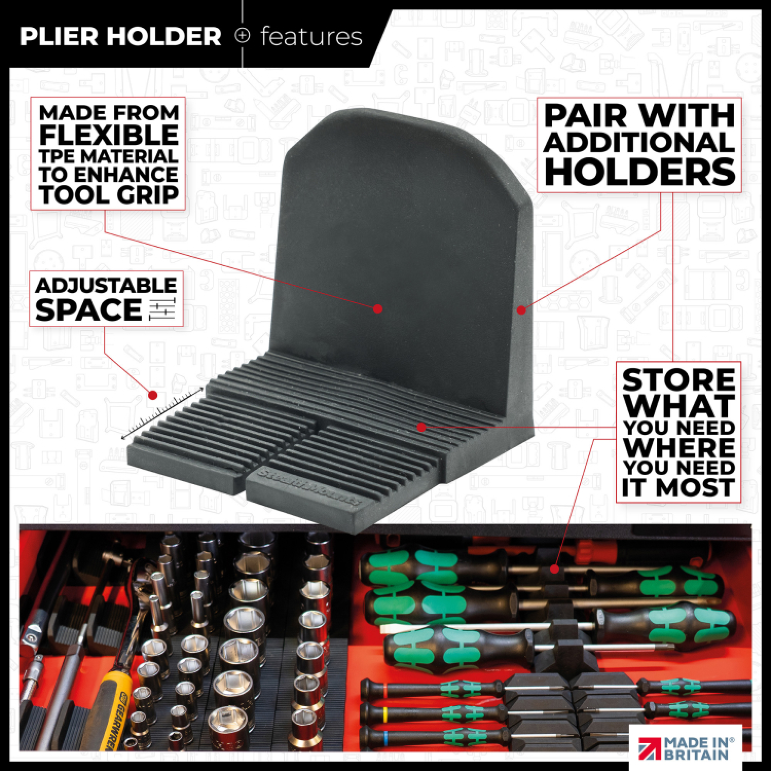 StealthMounts DHSP-PL-10 Support pour pinces Drawer Hive pour commode - noir - 10 pièces-image