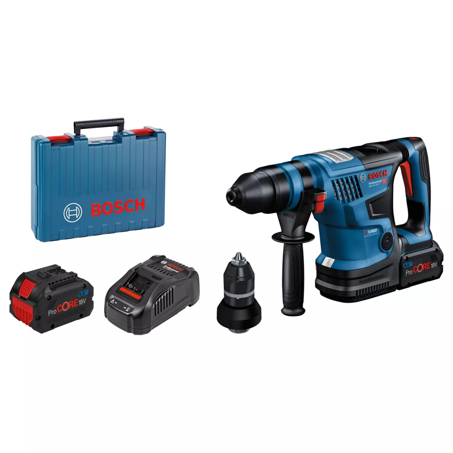 Bosch GBH 18V-34 CF 18V Li-Ion accu BiTurbo SDS-Plus boorhamer set (2x 5,5Ah) in koffer - 5,8J - koolborstelloos-image