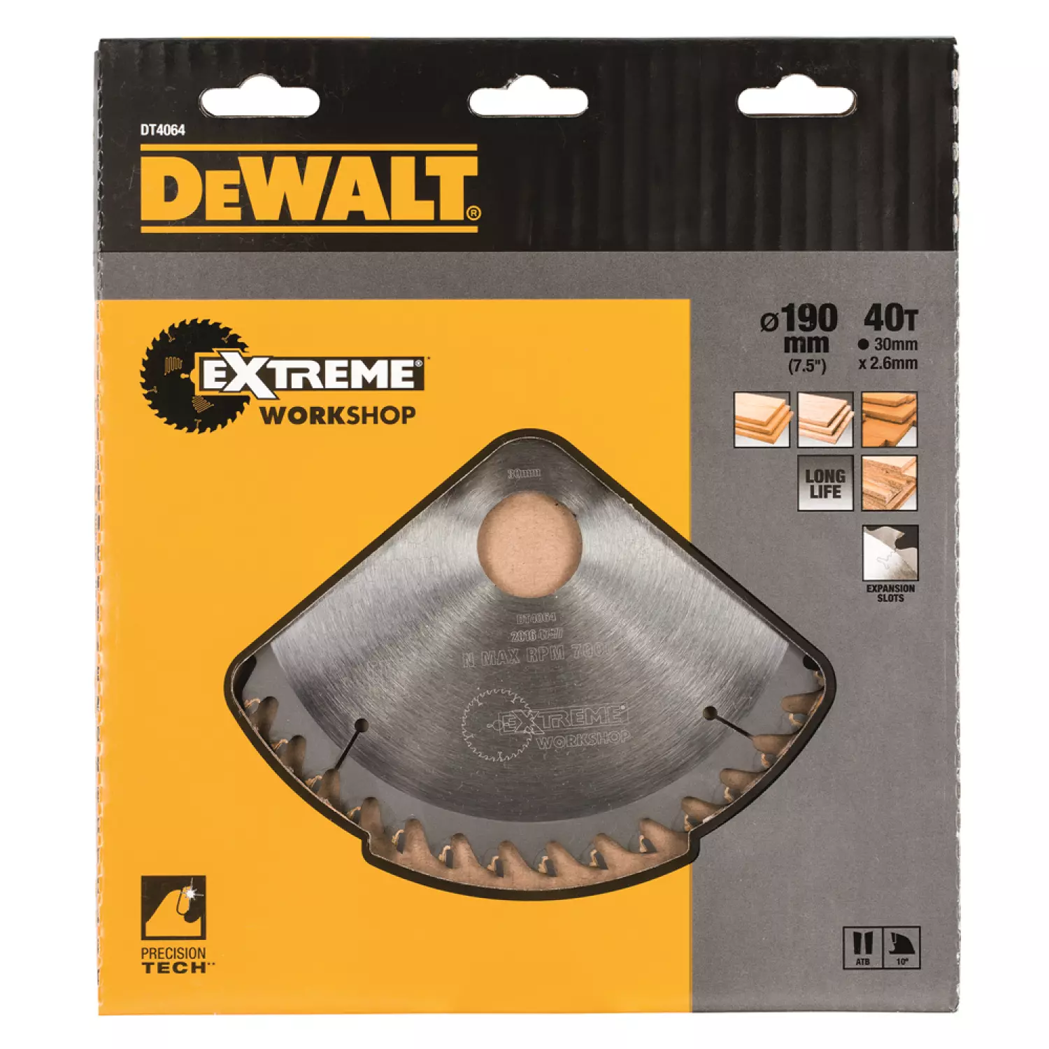 DeWALT DT4064 Lame de scie circulaire Extreme, 190 x 30 x 40, bois / stratifié-image