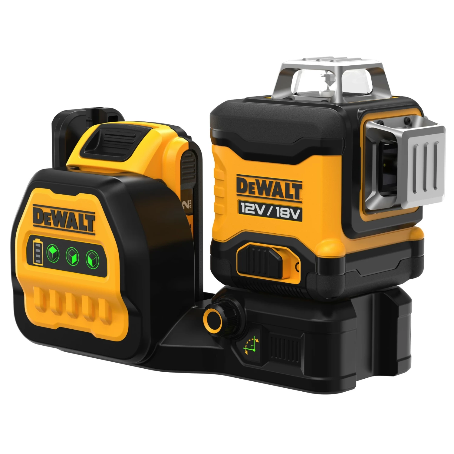 DeWALT DCE089D1G18 12V / 18V Li-ion accu zelfnivellerende 3x 360 graden kruislijnlaser set (1x 2.0Ah accu) in koffer - 3 lijnen - 30m - groen-image