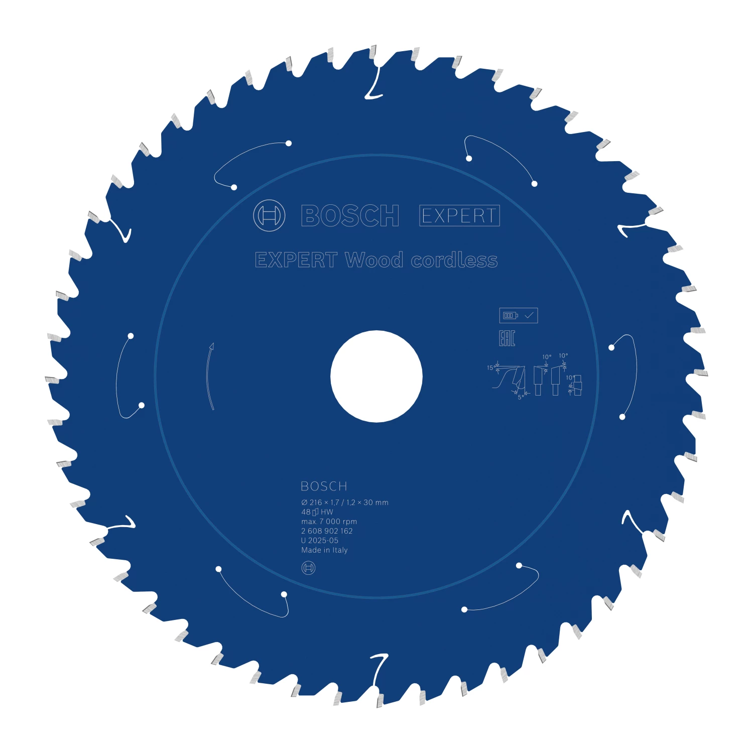 Bosch 2608902162 Lame de scie à tronçonner sans fil EXPERT pour bois - 216 x 30 x 48D
