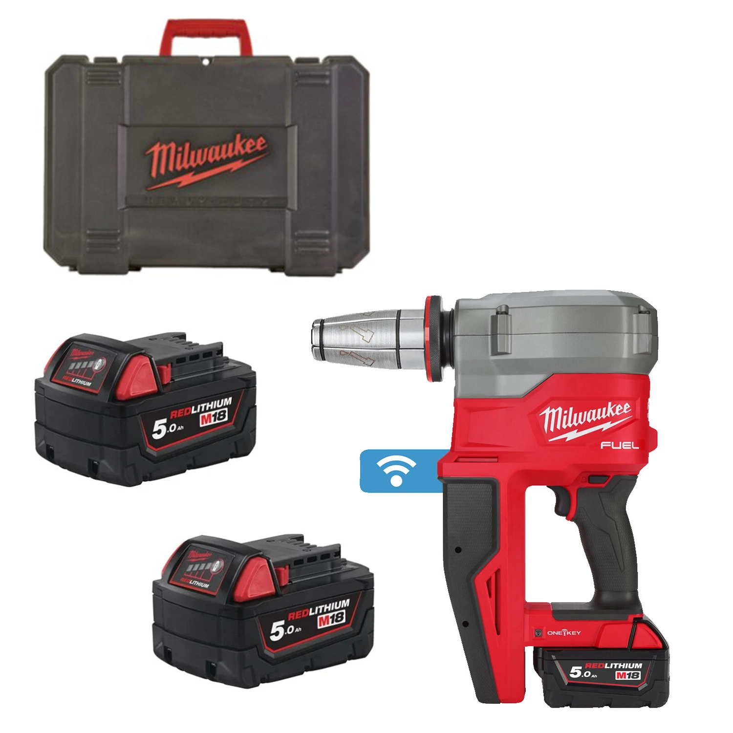 Milwaukee M18 FPXP-H10502C Kit de machine à expansion Uponor avec batterie Li-ion 18 V (2 batteries 5,0 Ah) dans un coffret-image