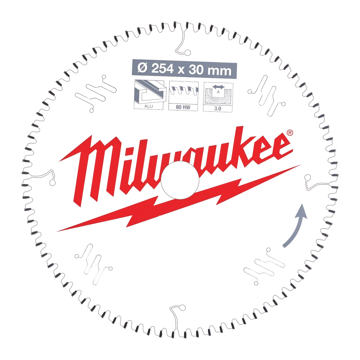 Milwaukee 4932471318 Cirkelzaagblad voor afkortzaag - 254x30x3mm - 80T