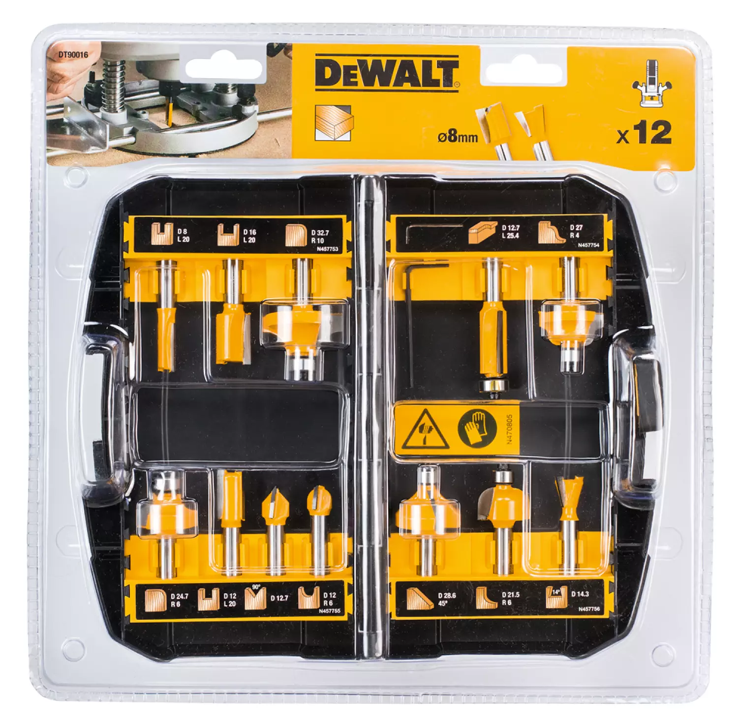 DeWALT DT90016 - Set de fraisage 12 pièces - 8mm-image