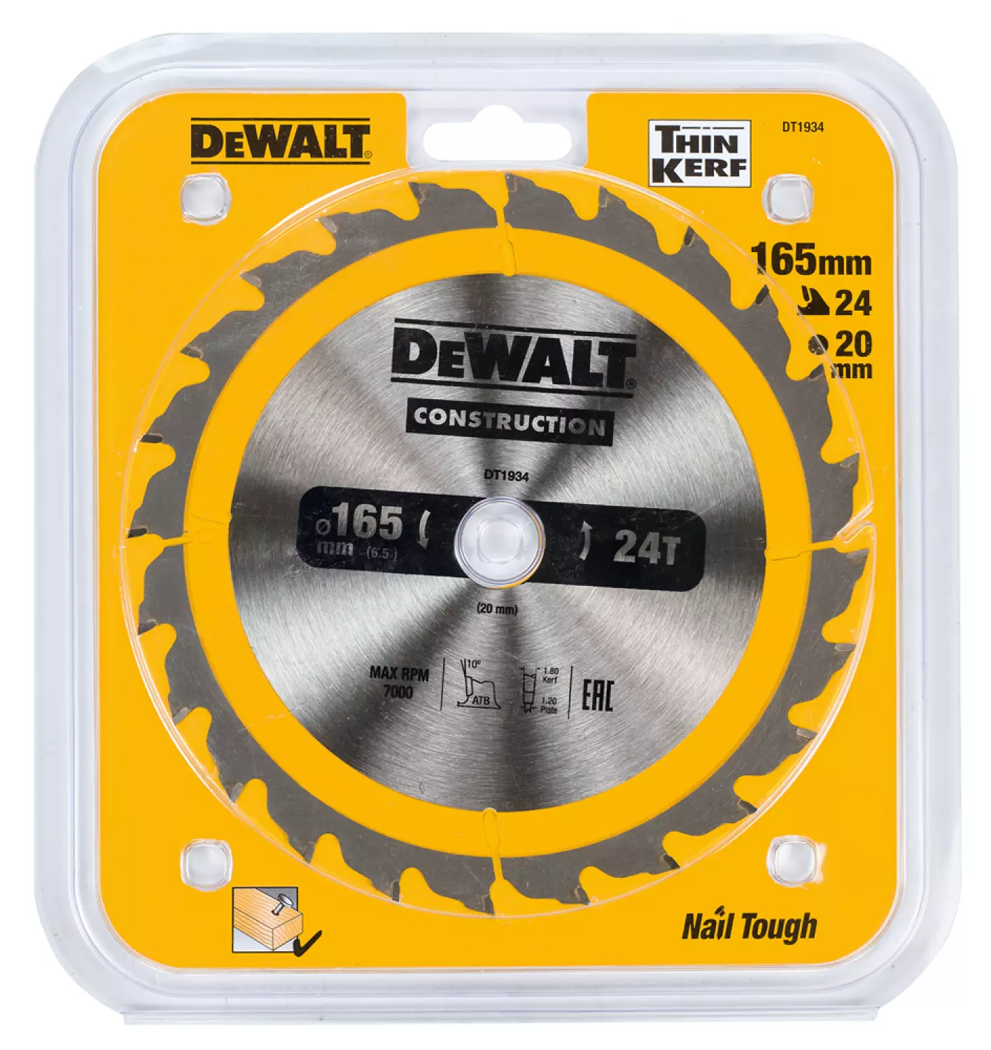 DeWALT DT1934 Cirkelzaagblad - 165 x 20 x 24T - Hout-image