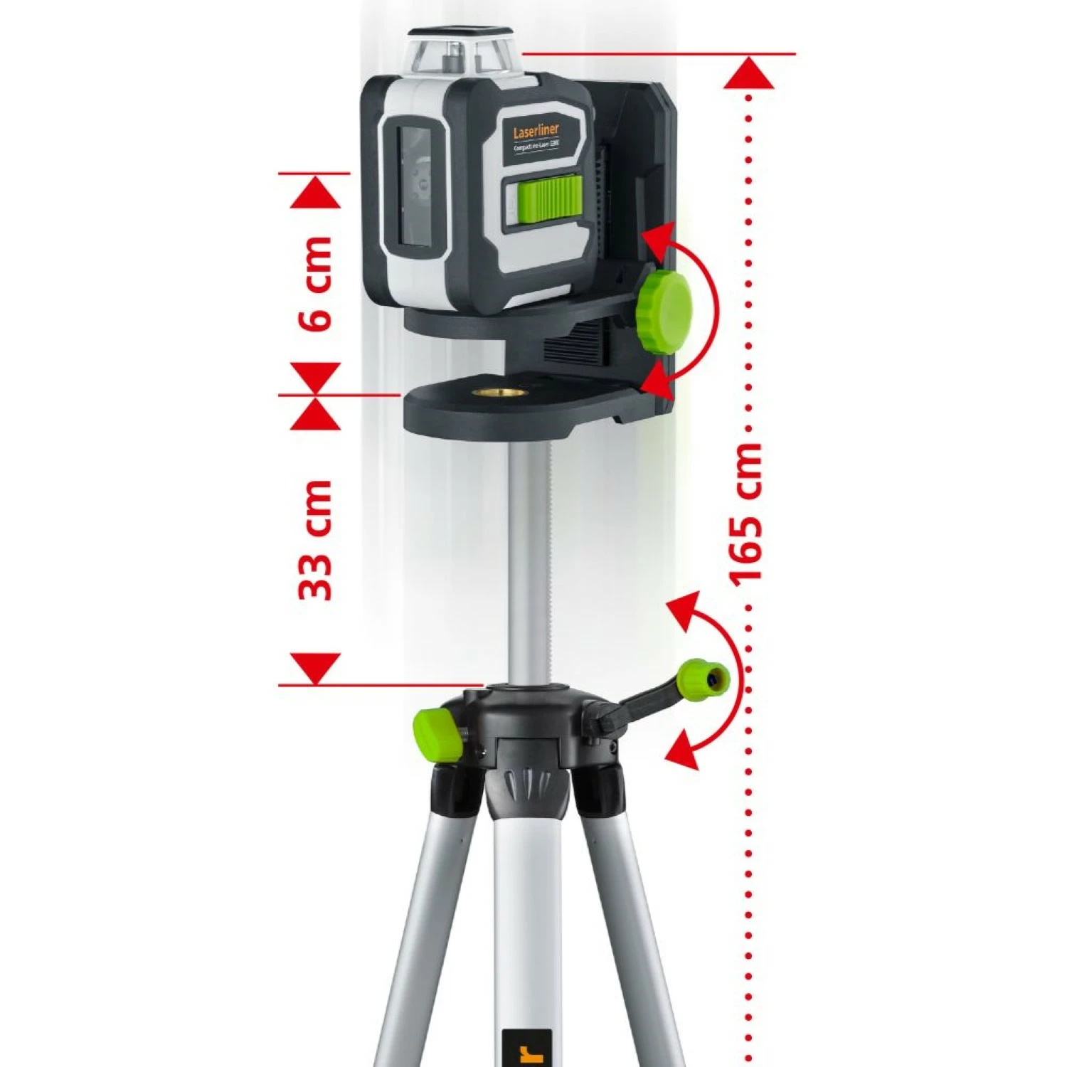 Laserliner CompactLine-Laser G360 Kruislijnlaser set incl. statief in tas - 2 lijnen - 30m - Groen - Bluetooth-image