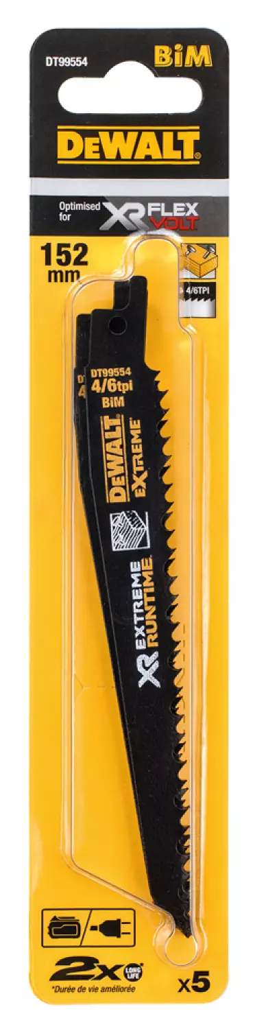 DeWALT DT99554 lame de scie réciproque - 152 mm - bois avec ongles (5e)-image