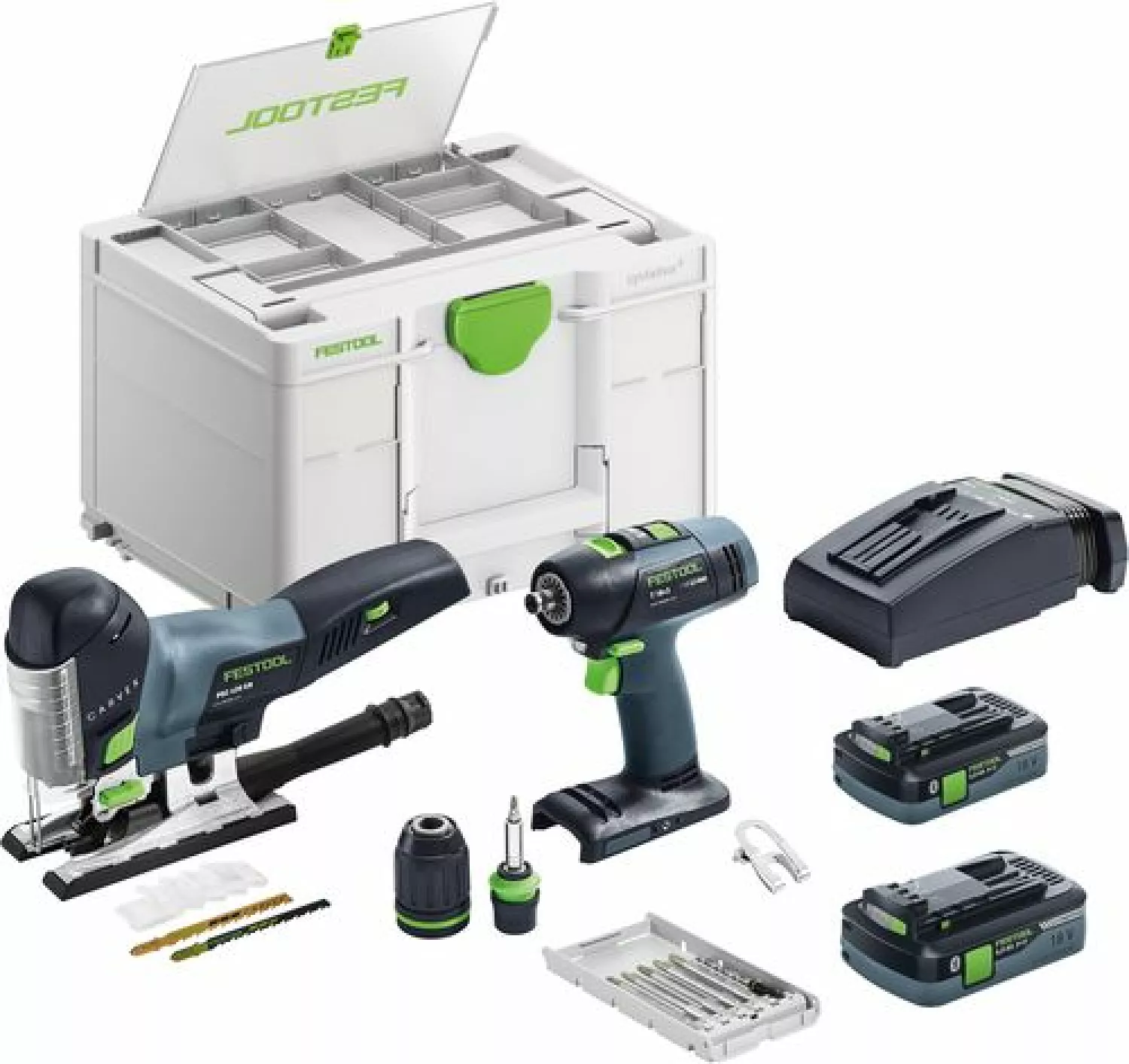 Festool T 18+3/PSC 420 HPC I-Set 18V Li-Ion Batterie set (2x 4,0Ah) avec systainer - Bluetooth-image