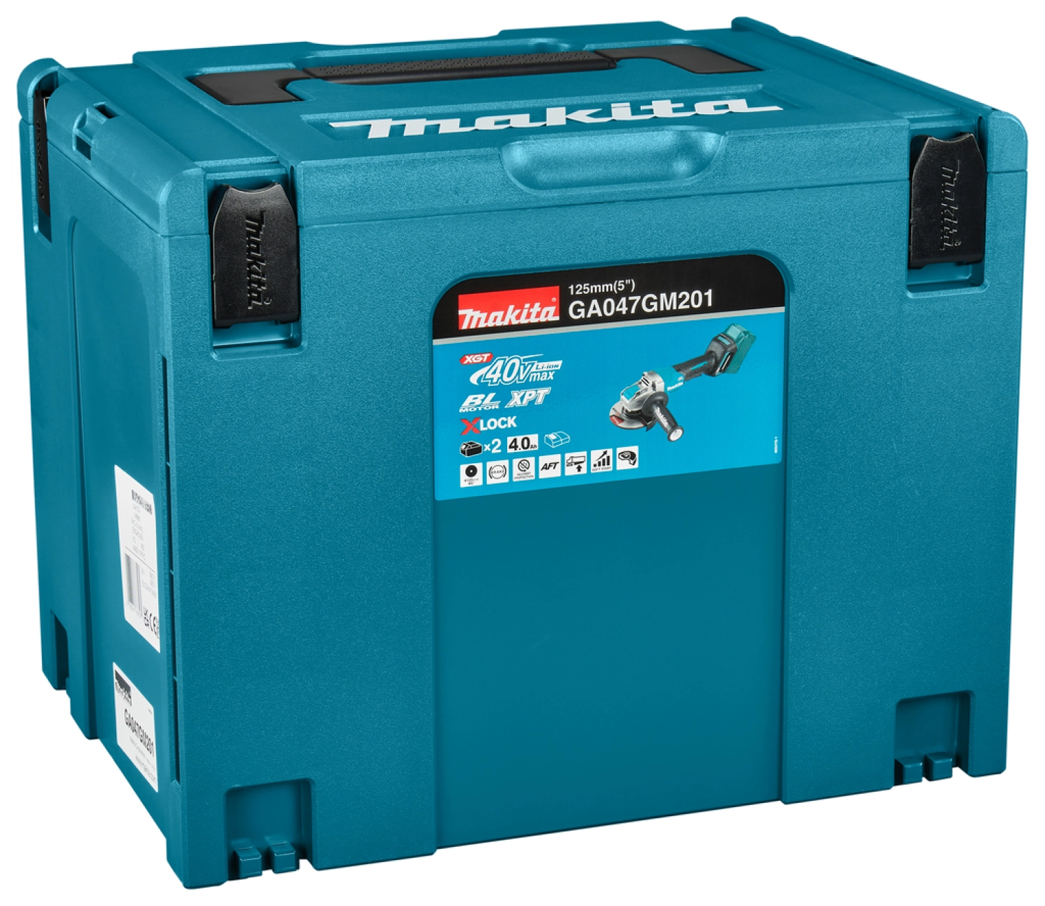 Makita GA047GM201 XGT 40V Max Li-ion Accu Haakse slijper set (2x 4,0Ah) in Mbox - 125 mm - koolborstelloos-image